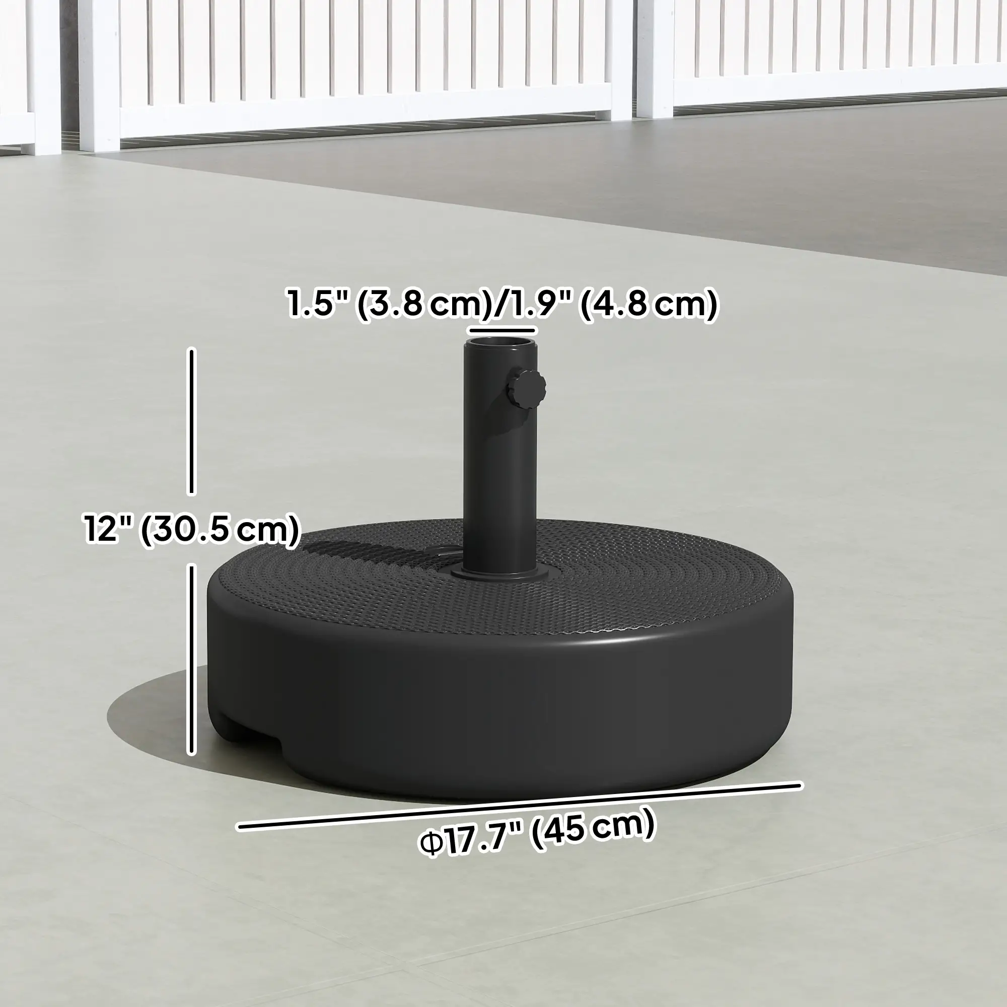 Patio Umbrella Base, 33 Lbs Water Or 42 Lbs Sand Filled, Black - Image 3