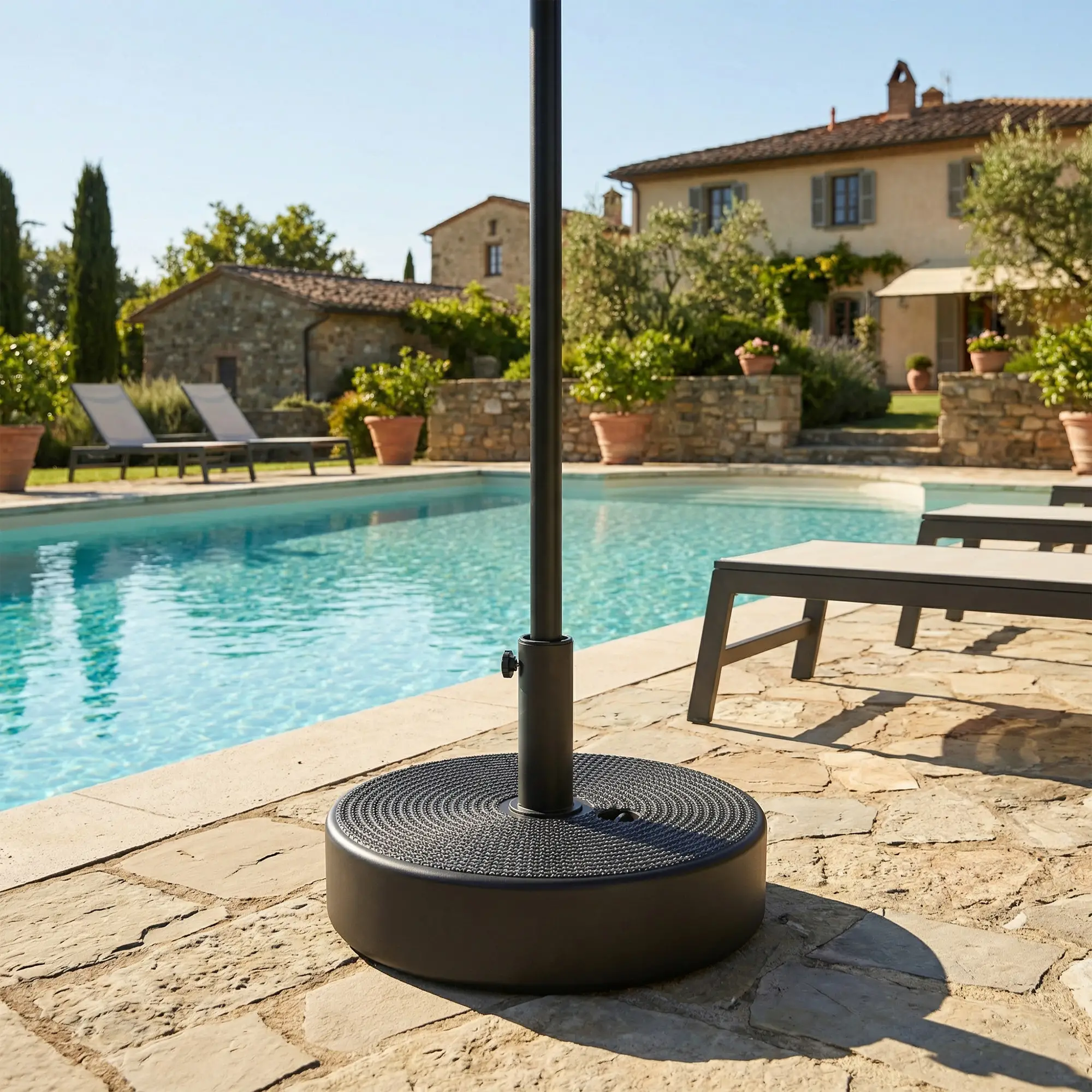 Patio Umbrella Base, 33 Lbs Water Or 42 Lbs Sand Filled, Black - Image 9