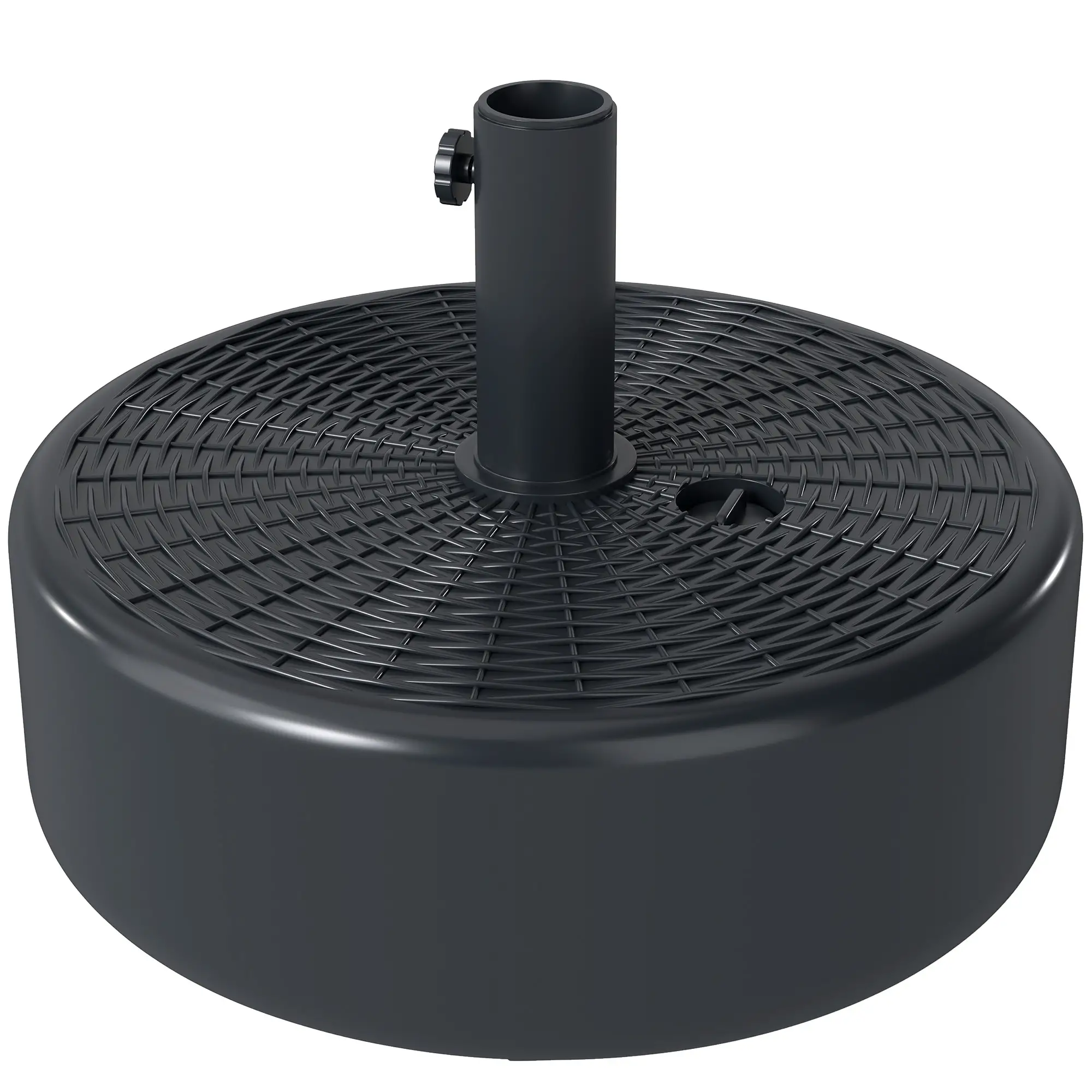 Patio Umbrella Base With Handle, 1.5" And 1.9" Poles, Black