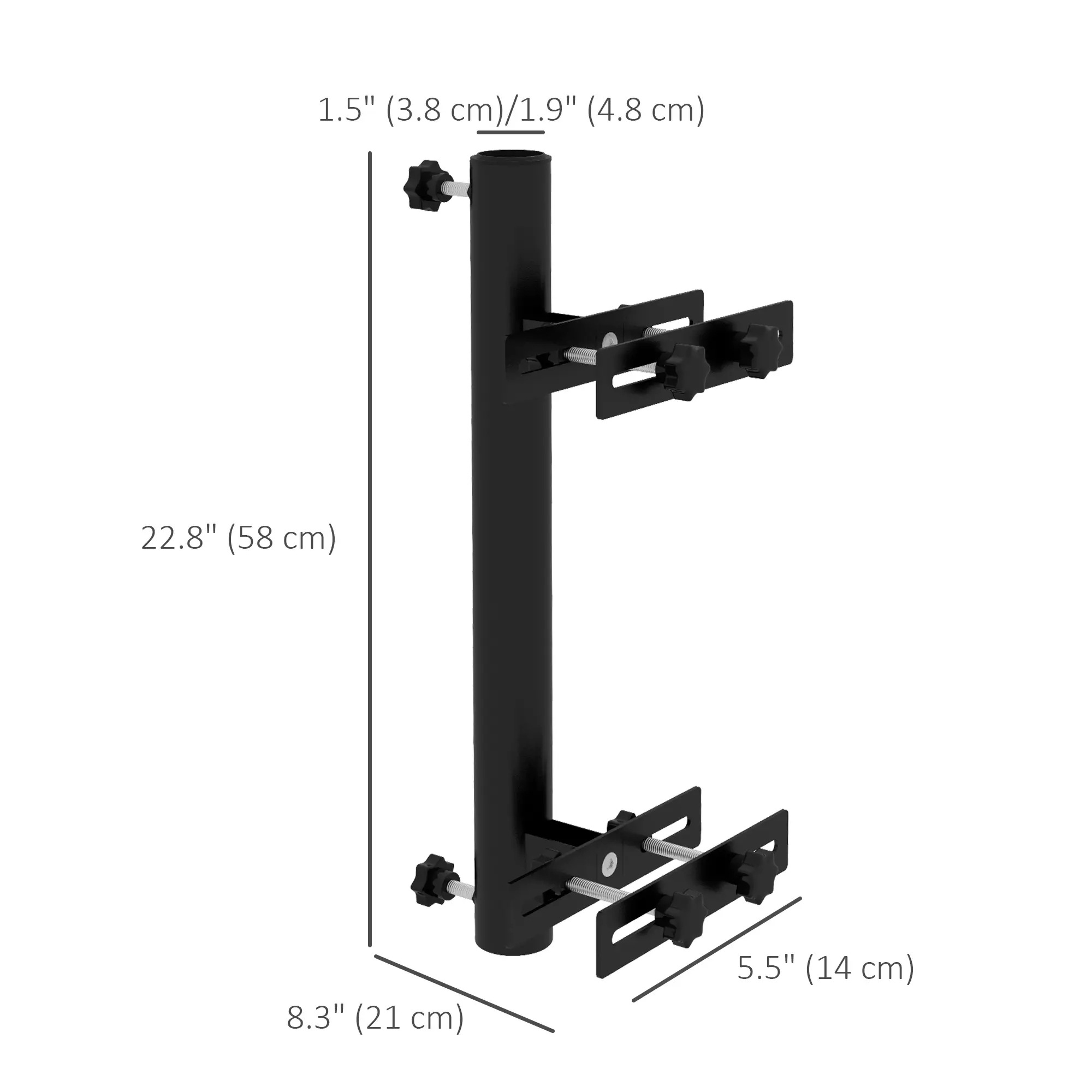 Patio Umbrella Holder Stand, Deck Railing Mount Bracket, Adjustable Clamps, Black - Image 3