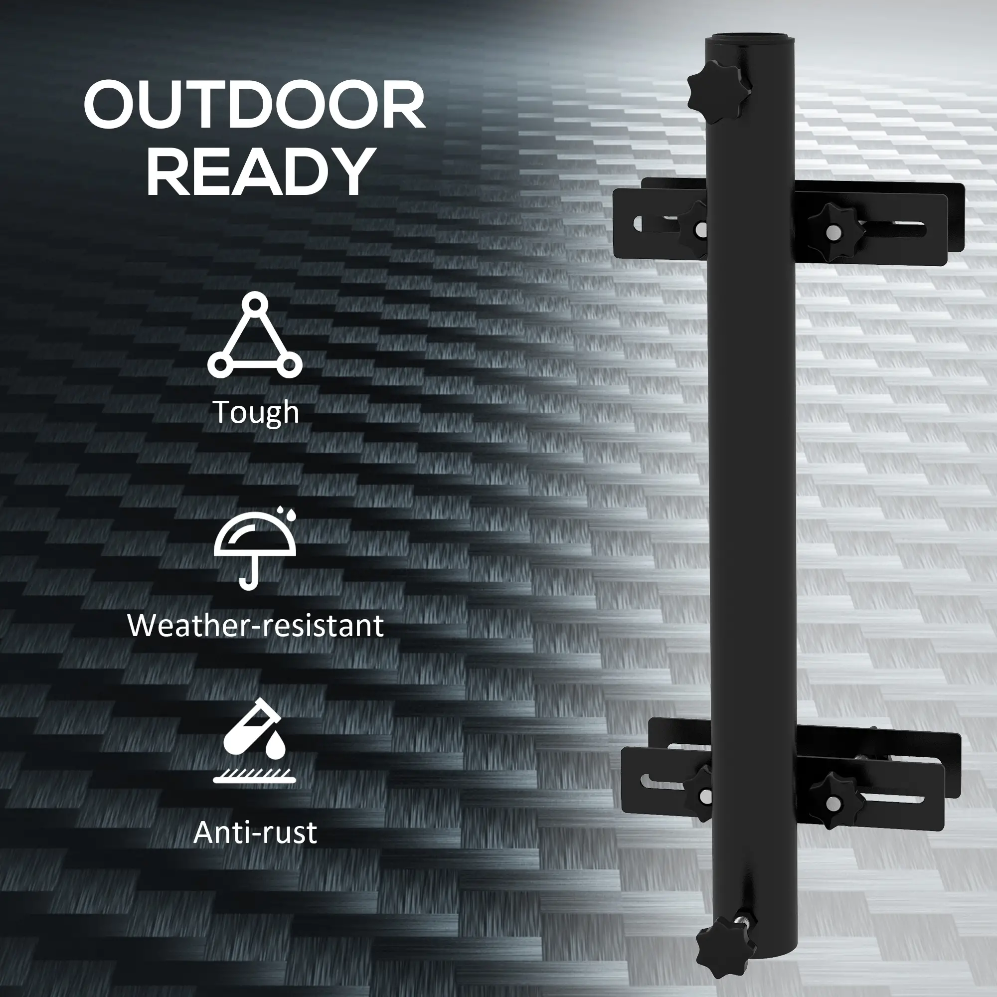 Patio Umbrella Holder Stand, Deck Railing Mount Bracket, Adjustable Clamps, Black - Image 6