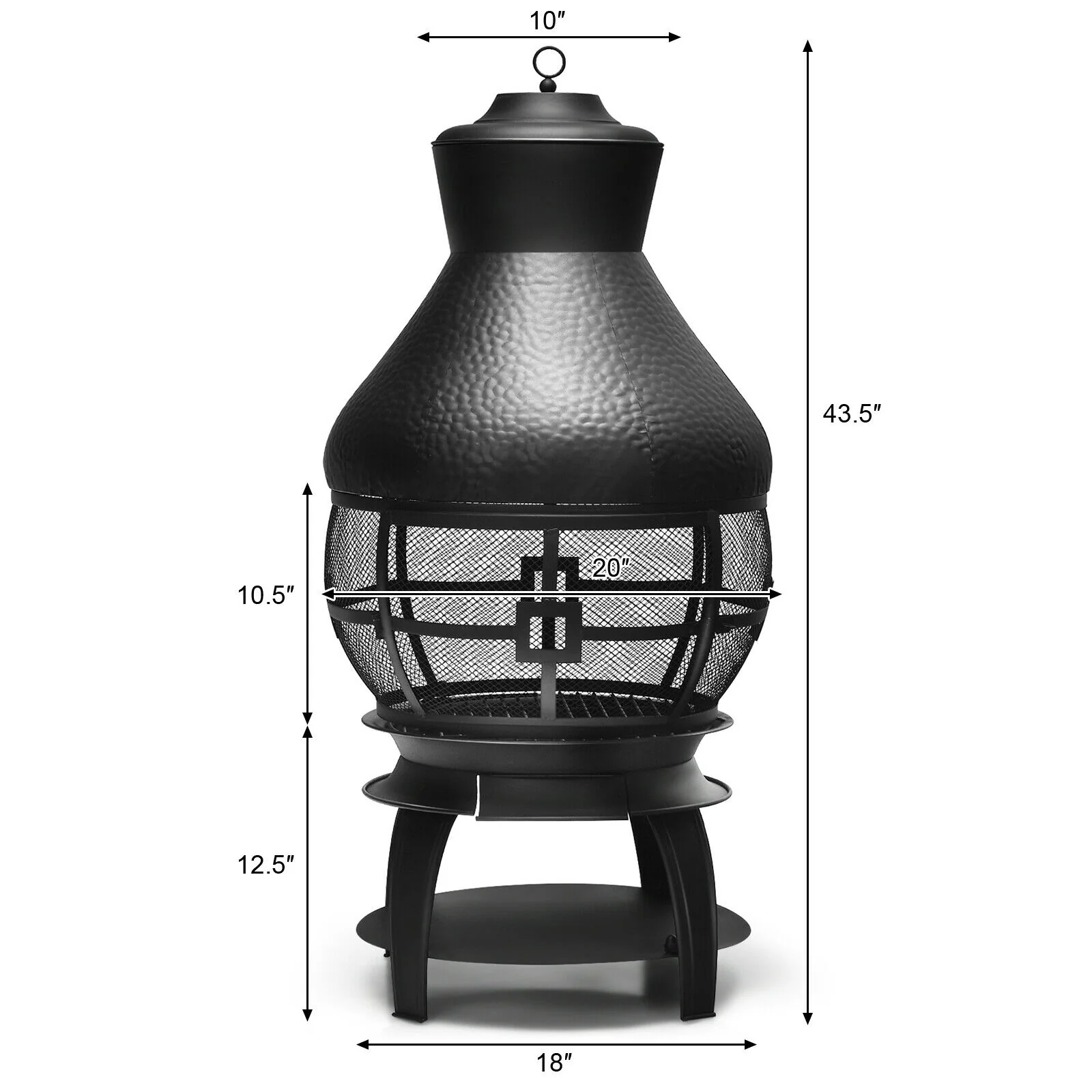 Patio Wood Burning Chimney Fireplace, Black - Image 5