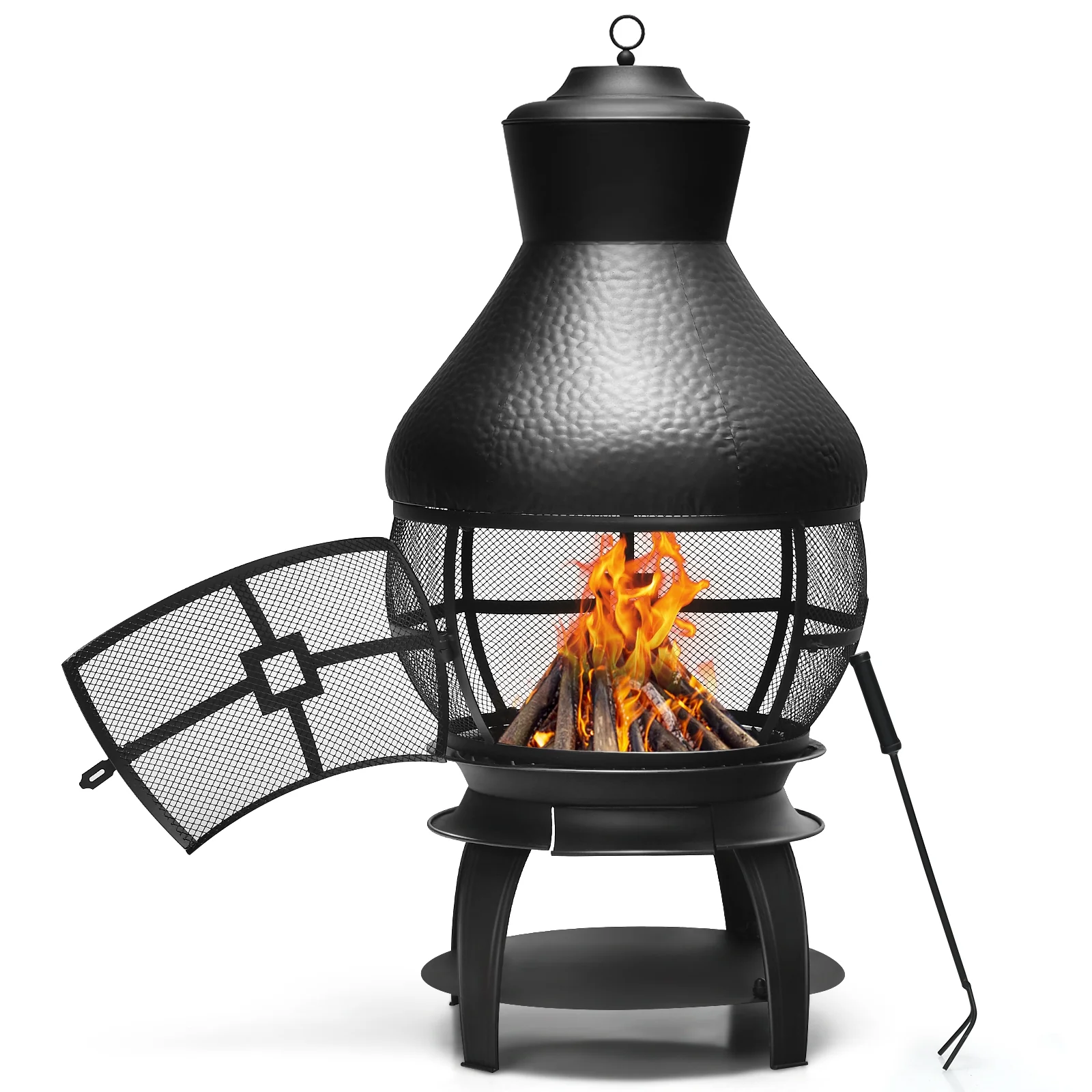 Patio Wood Burning Chimney Fireplace, Black - Image 8