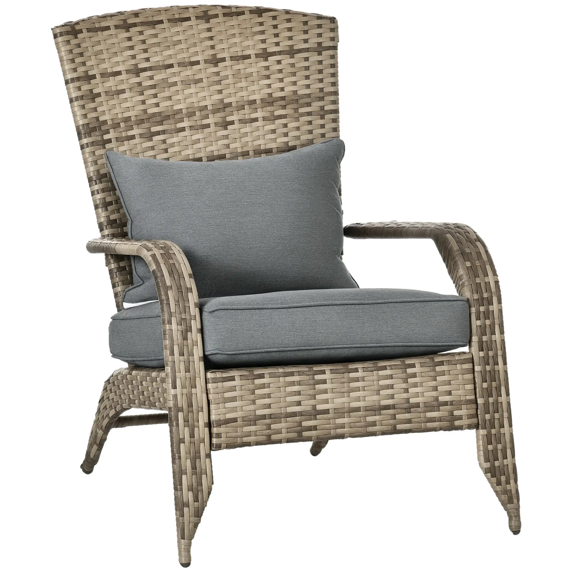 PE Rattan Adirondack Chair With Cushions, Mixed Grey - Image 11