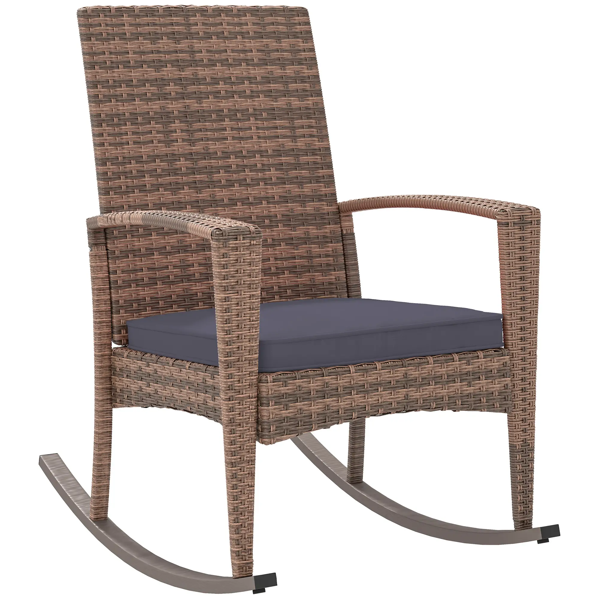 PE Rattan Rocking Chair, Garden Glider, Wicker Patio Chair, Dark Blue - Image 11