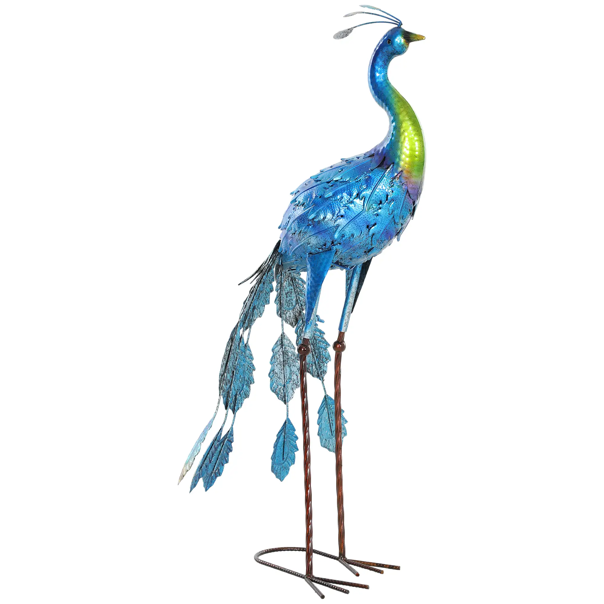 Peacock Garden Statue, 32.7" Navy Blue, Lawn Ornament Bird Statue With Stakes, Navy Blue - Image 11