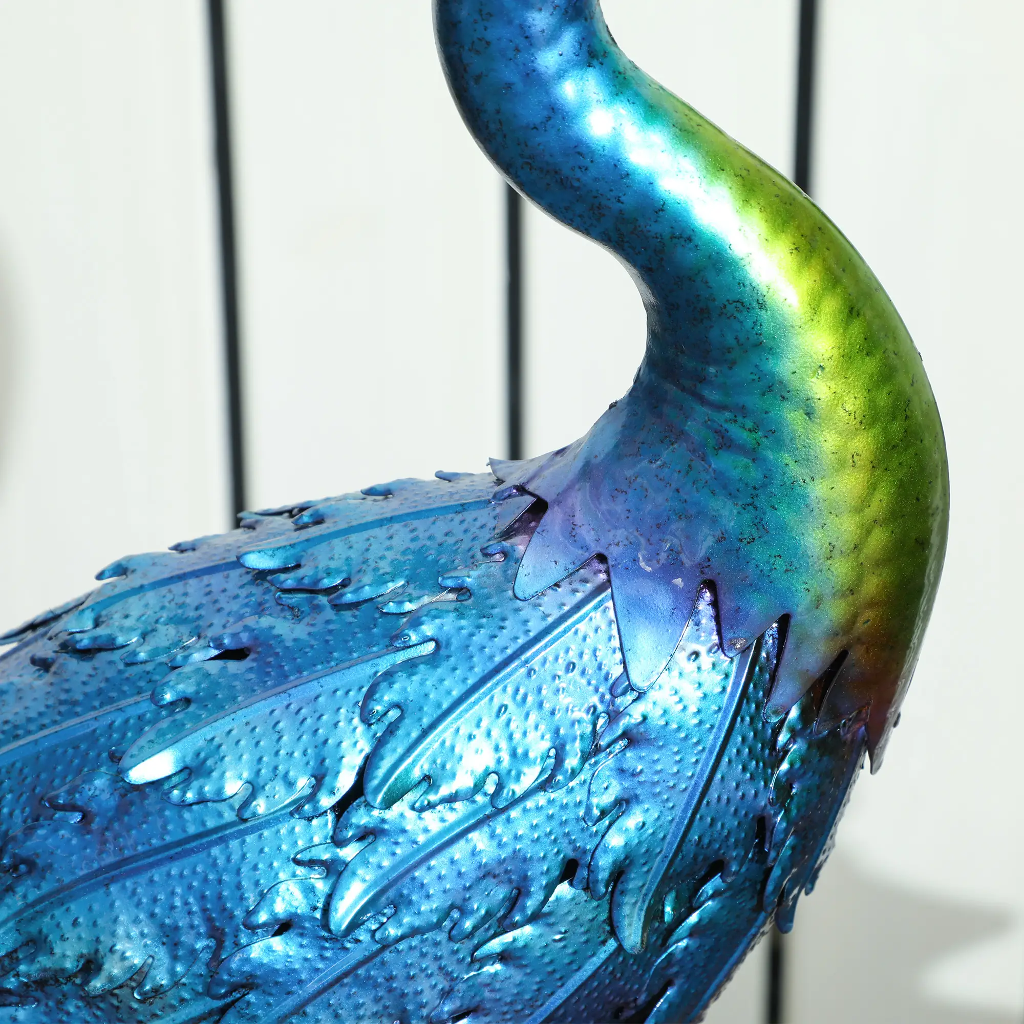 Peacock Garden Statue, 32.7" Navy Blue, Lawn Ornament Bird Statue With Stakes, Navy Blue - Image 9