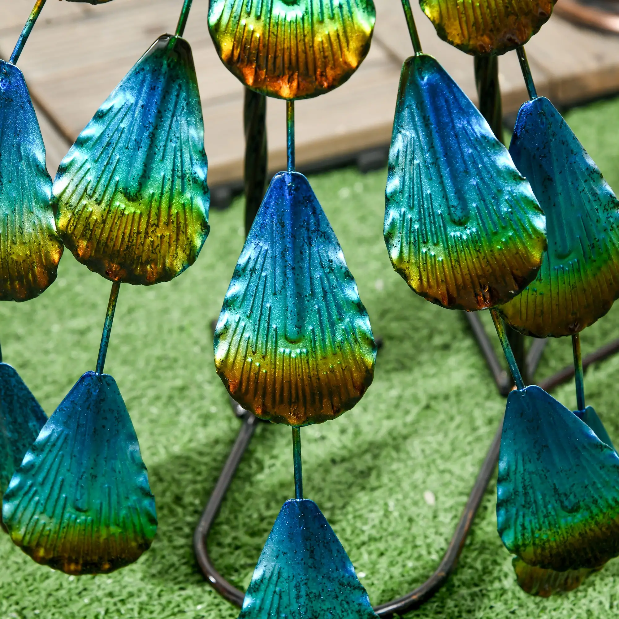 Peacock Garden Statue, 9.8" W x 11.4" D x 23.2" H, Steel Bird Ornament, Multi-Coloured - Image 10