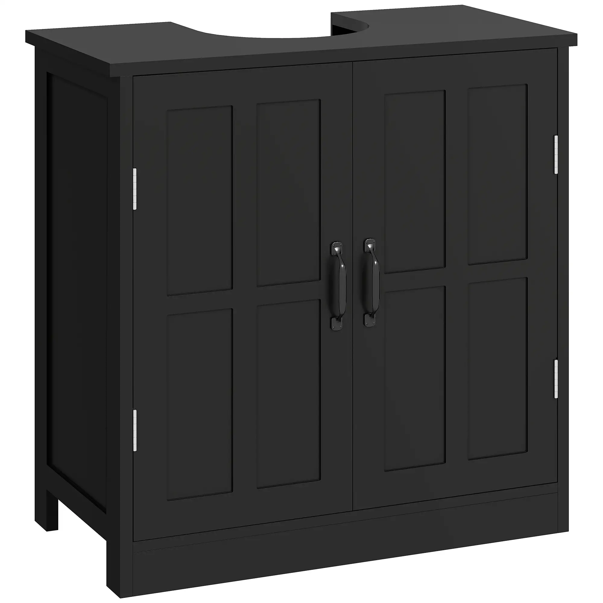 Pedestal Under Sink Vanity Cabinet, Double Doors, Adjustable Shelf, Black - Image 10