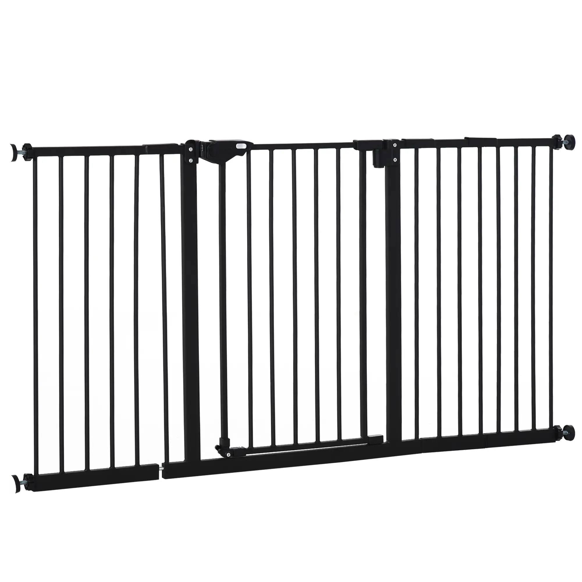 Pet Gate with Door, 30 Inch Tall, Includes Extensions Kit, Black