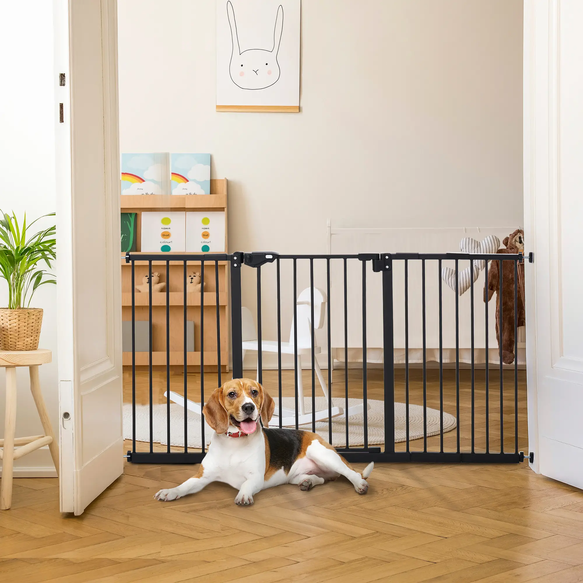 Pet Gate with Door, 30 Inch Tall, Includes Extensions Kit, Black - Image 10