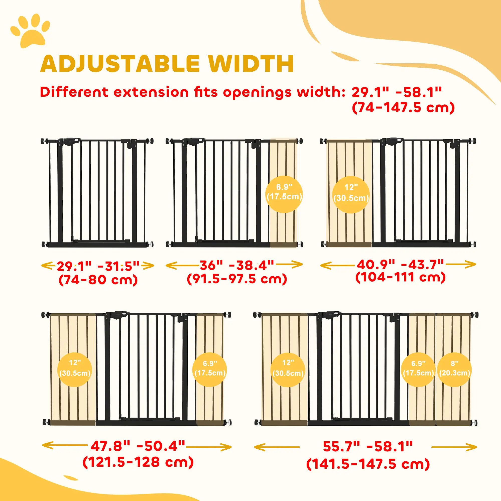 Pet Gate with Door, 30 Inch Tall, Includes Extensions Kit, Black - Image 4