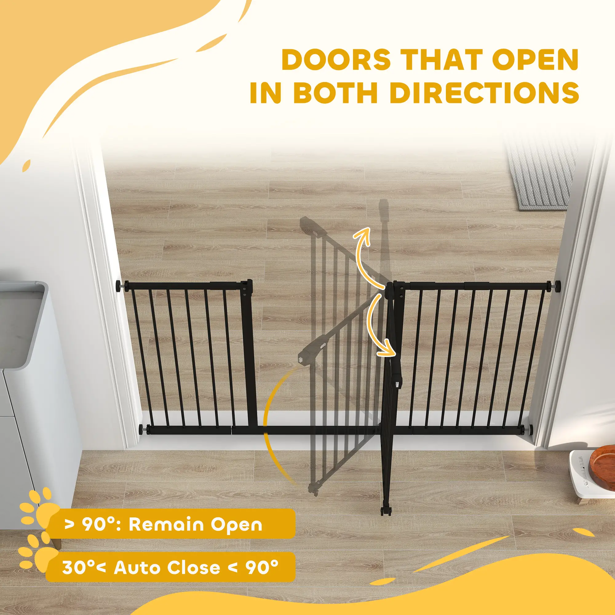 Pet Gate with Door, 30 Inch Tall, Includes Extensions Kit, Black - Image 5