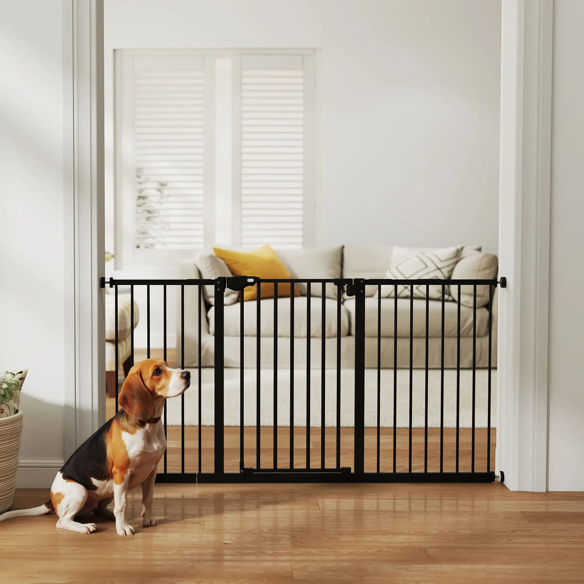 Pet Gate with Door, 30 Inch Tall, Includes Extensions Kit, Black - Image 8