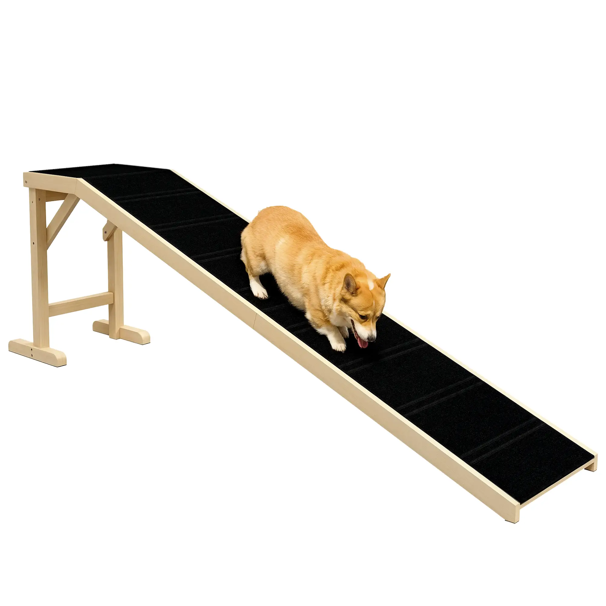 Pet Ramp Bed Steps, Non-Slip Carpet, 74"L x 16"W x 25"H, Natural - Image 11