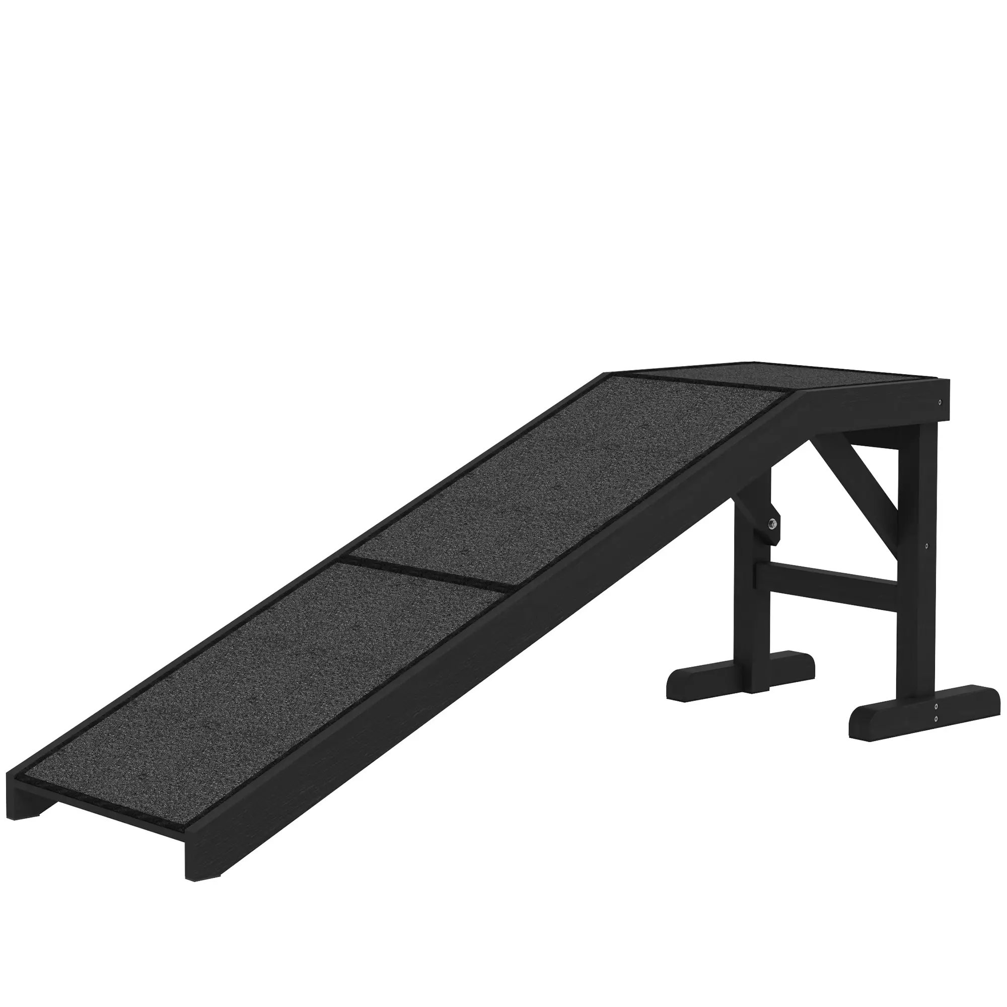 Pet Ramp Bed Steps, Non-Slip Carpet Top, Pine Wood, 59"L x 16"W x 20"H, Black