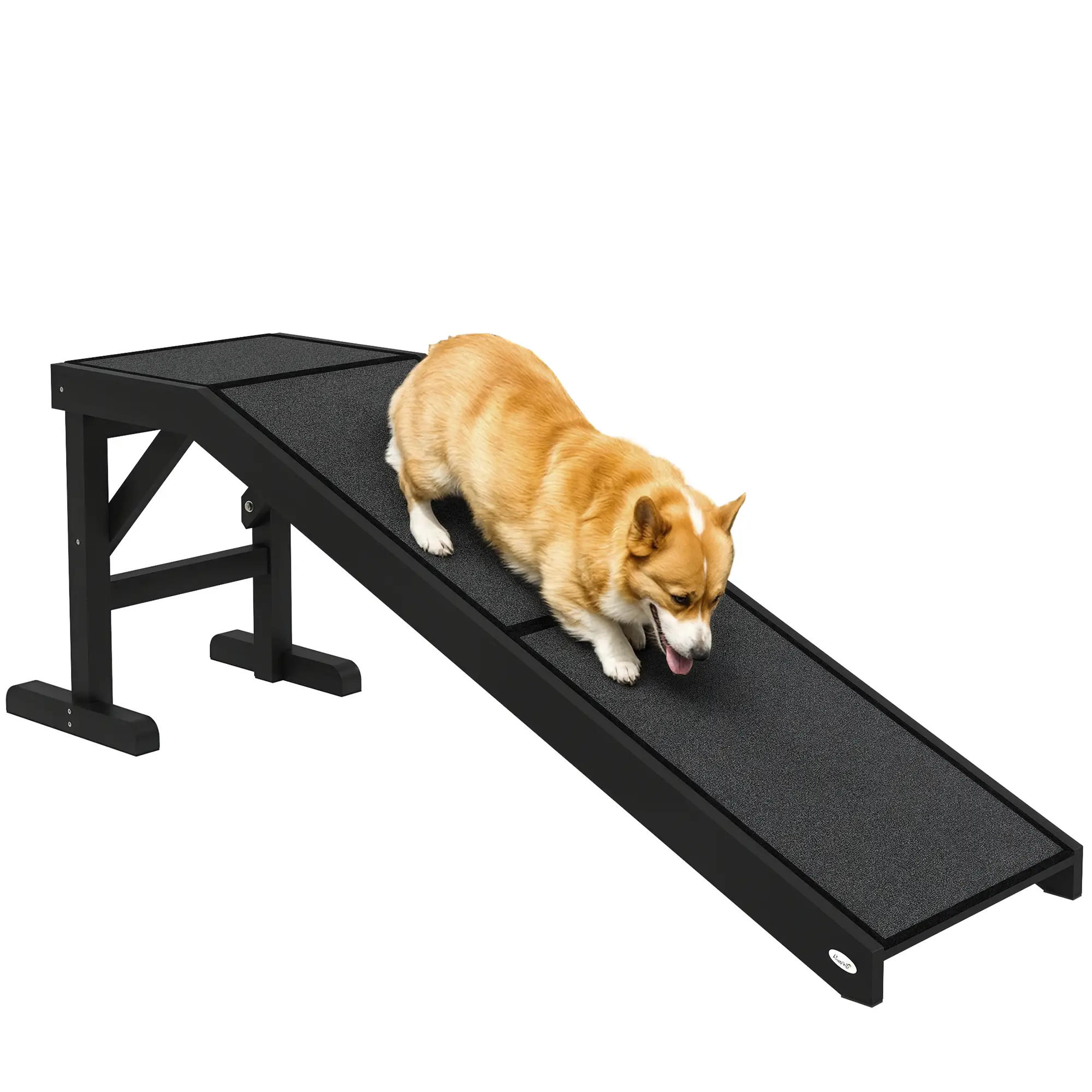 Pet Ramp Bed Steps, Non-Slip Carpet Top, Pine Wood, 59"L x 16"W x 20"H, Black - Image 11