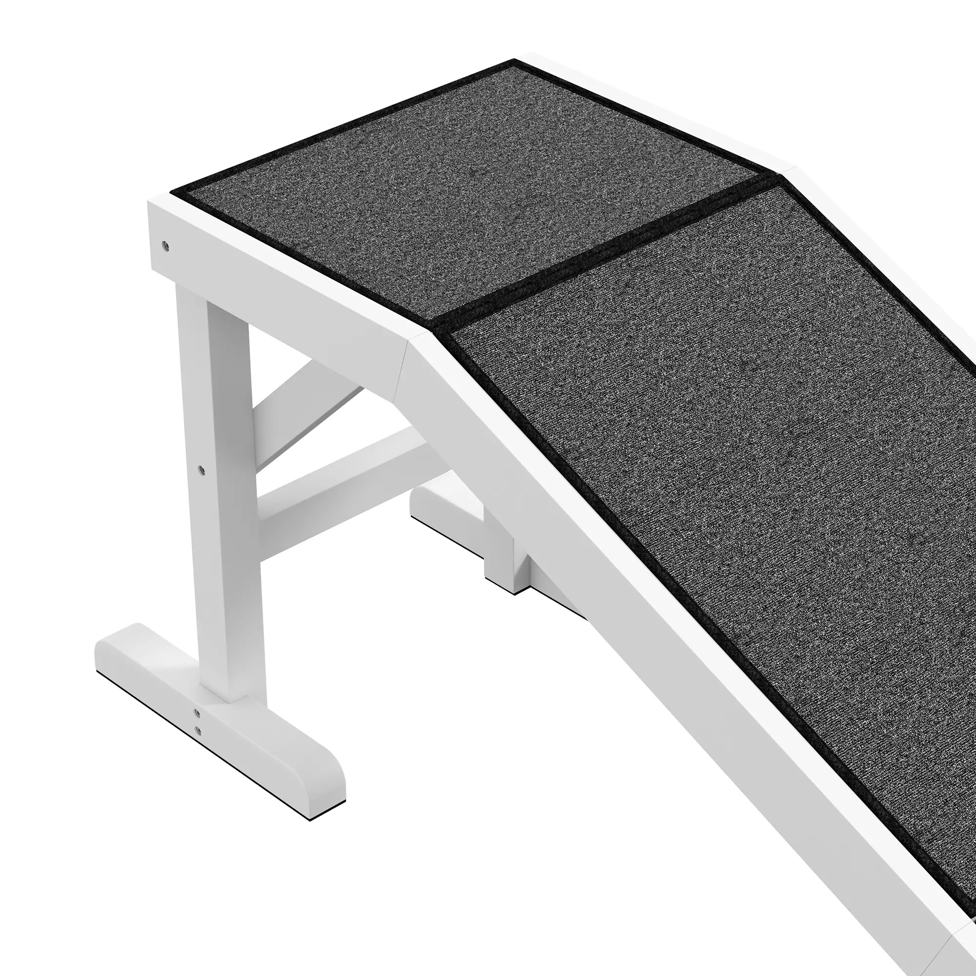 Pet Ramp Bed Steps, Non-Slip Carpet Top, Pine Wood, 59"L x 16"W x 20"H, White - Image 9