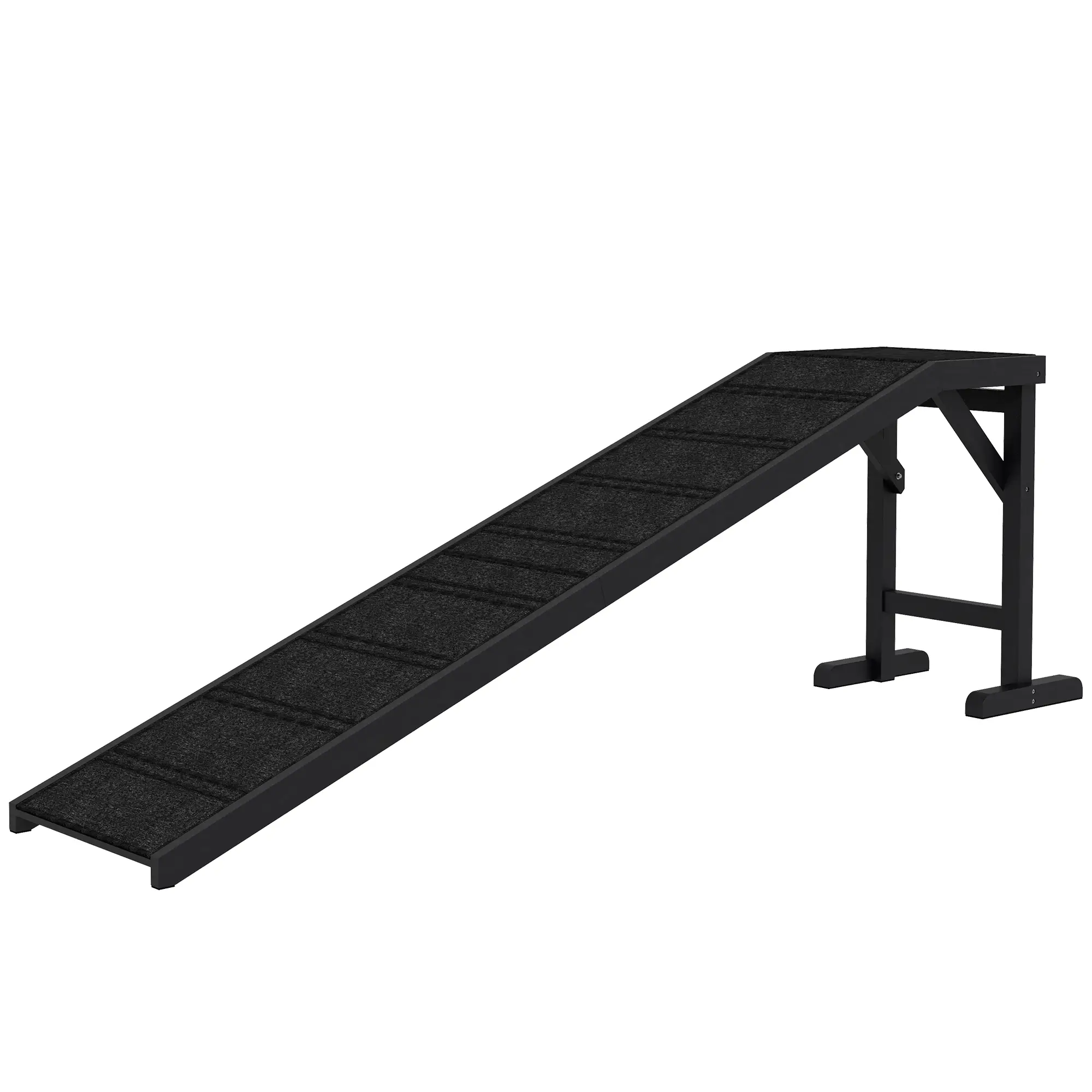 Pet Ramp Bed Steps, Non-Slip Carpet Top, Pine Wood, 74"L x 16"W x 25"H, Black