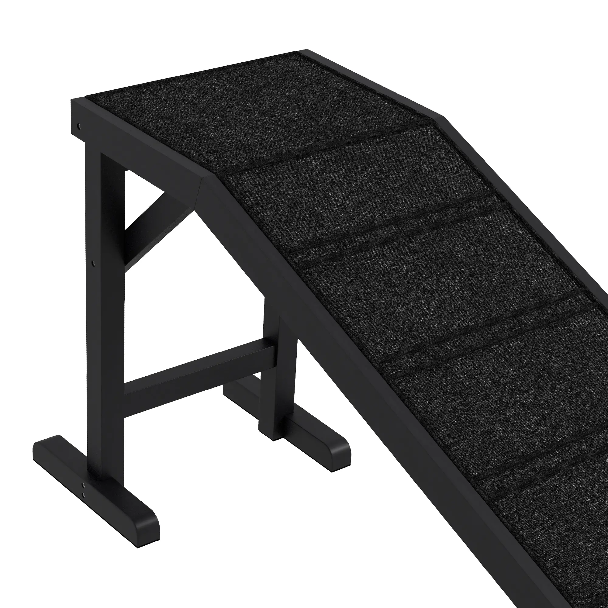 Pet Ramp Bed Steps, Non-Slip Carpet Top, Pine Wood, 74"L x 16"W x 25"H, Black - Image 9