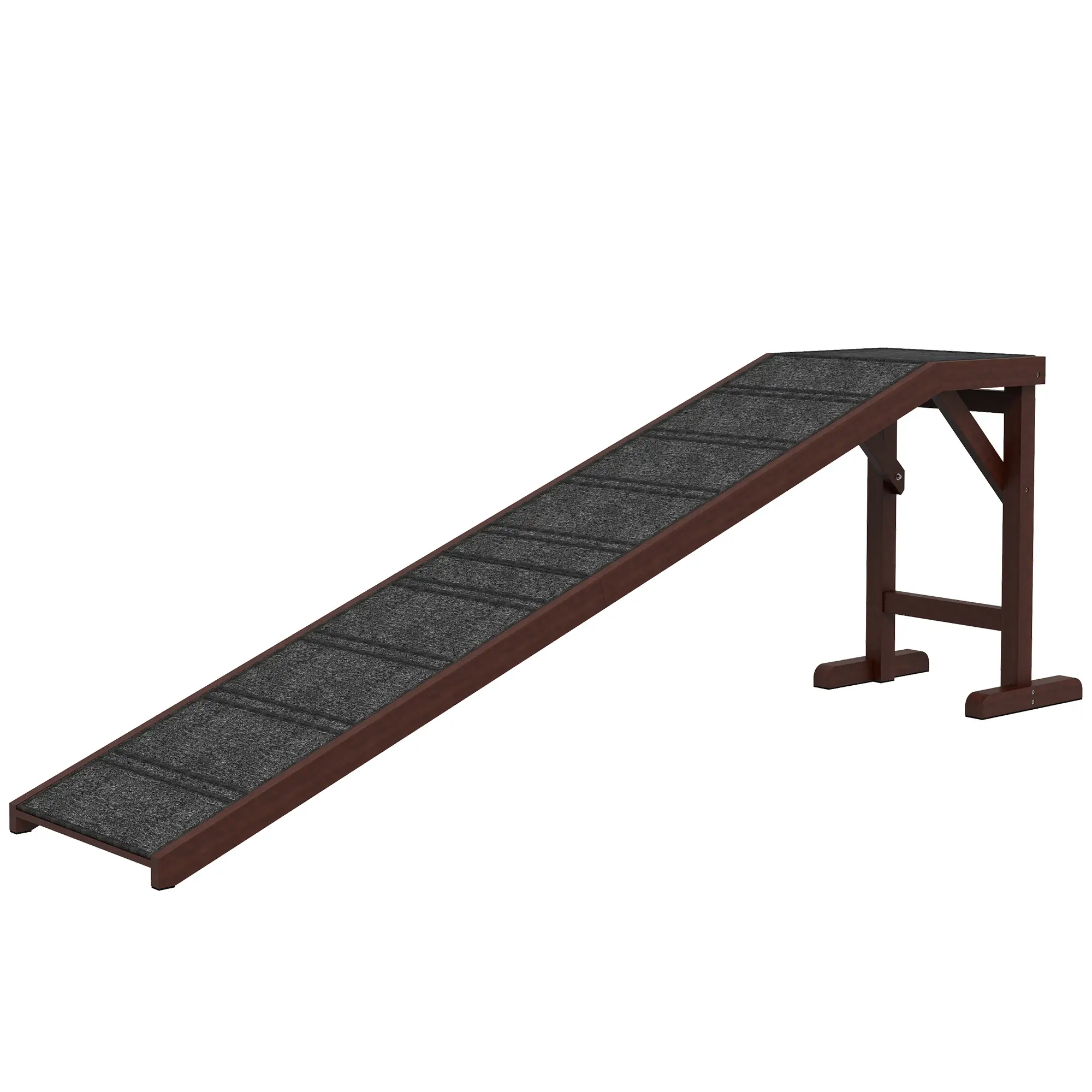Pet Ramp Bed Steps, Non-Slip Carpet Top, Pine Wood, 74"L x 16"W x 25"H, Brown - Image 11