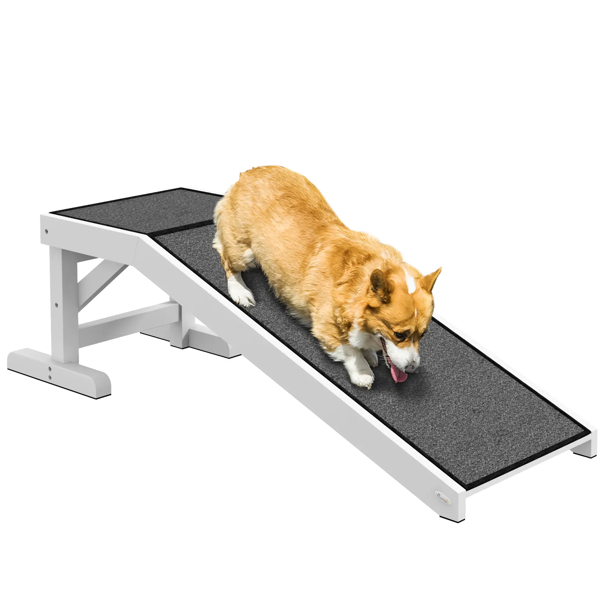 Pet Ramp, Dog Cat Bed Steps, Non-Slip Carpet, 49"L x 16"W x 14"H, White Grey - Image 11