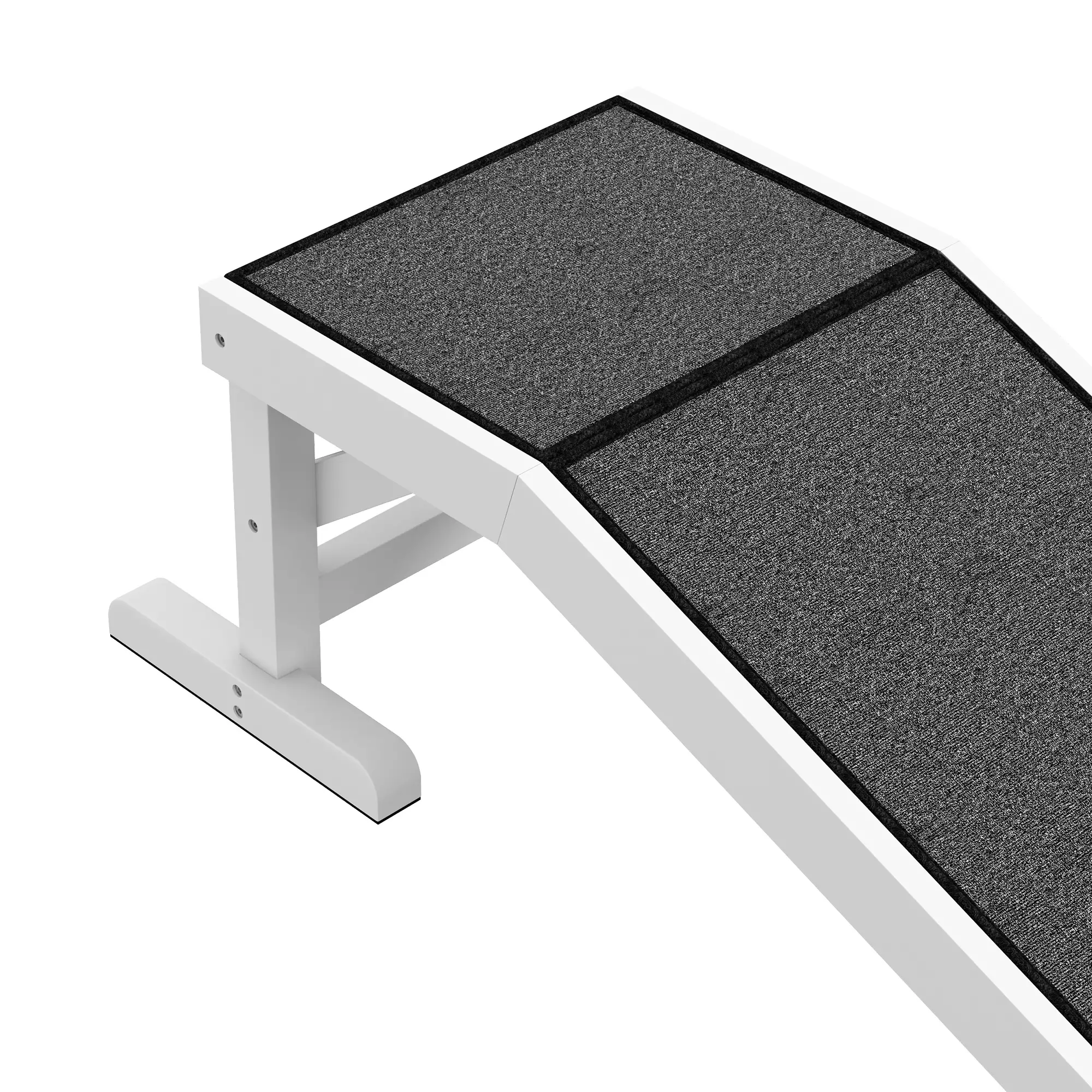 Pet Ramp, Dog Cat Bed Steps, Non-Slip Carpet, 49"L x 16"W x 14"H, White Grey - Image 9