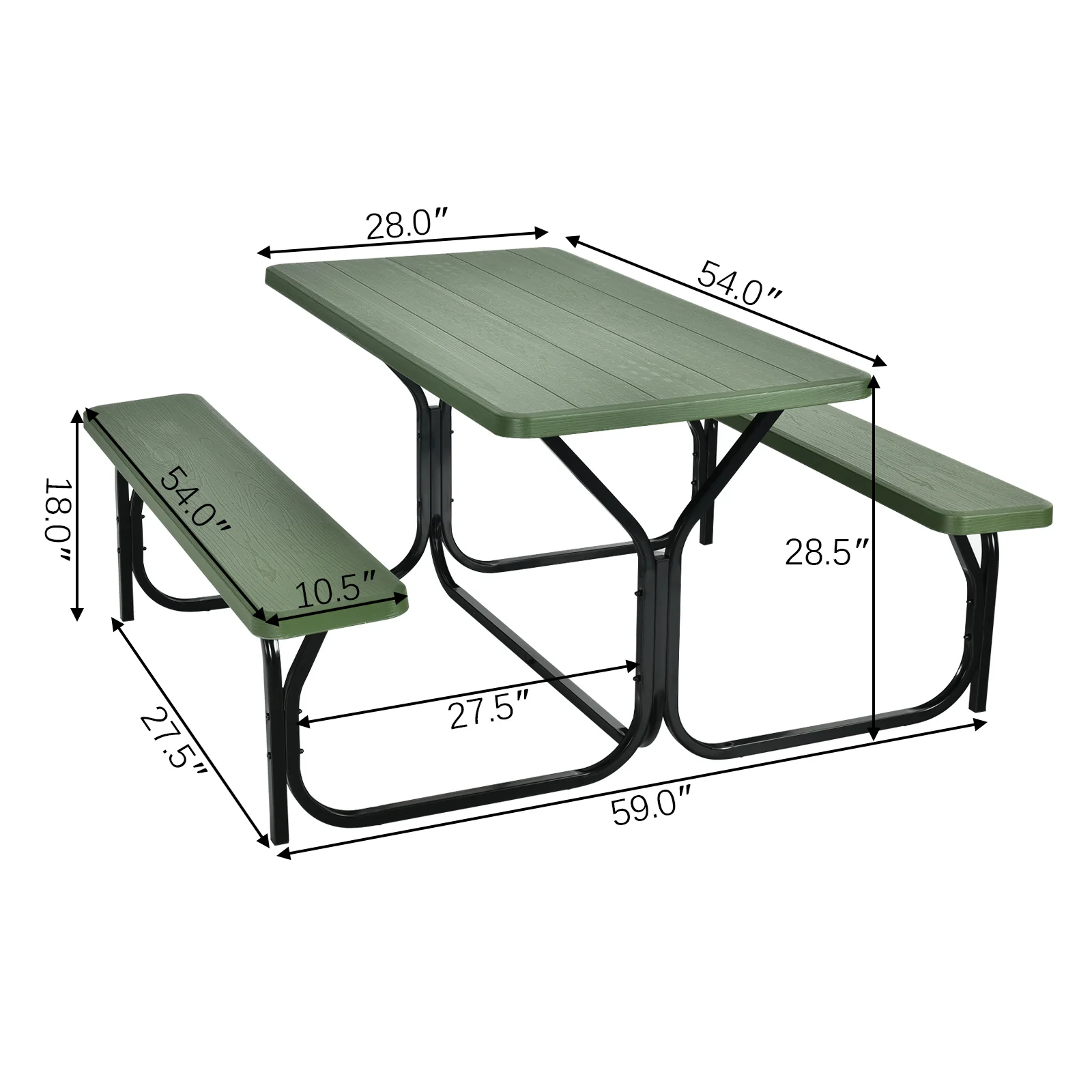 Picnic Table Bench Set, Outdoor Camping, Green - Image 6