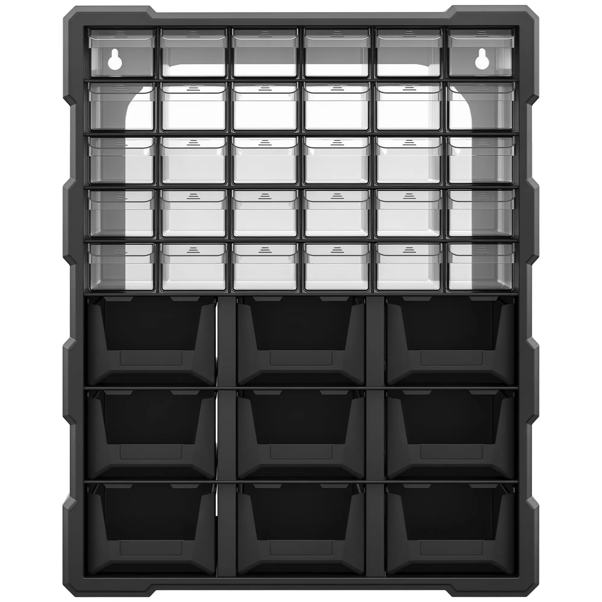 Plastic 39 Drawer Parts Organizer, Wall Mount Storage Cabinet, Black