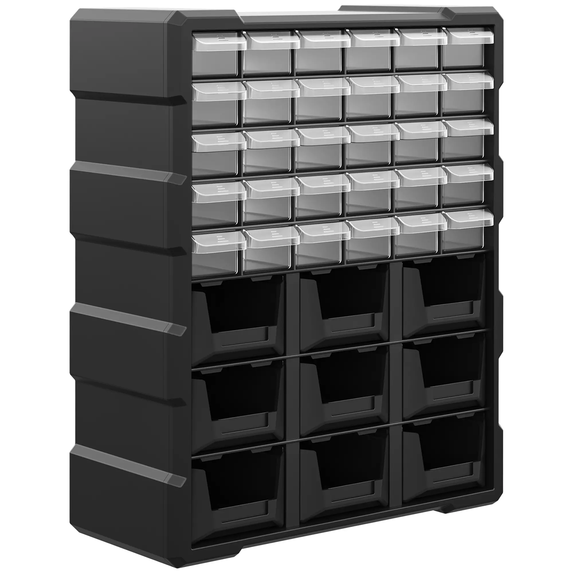 Plastic 39 Drawer Parts Organizer, Wall Mount Storage Cabinet, Black - Image 11