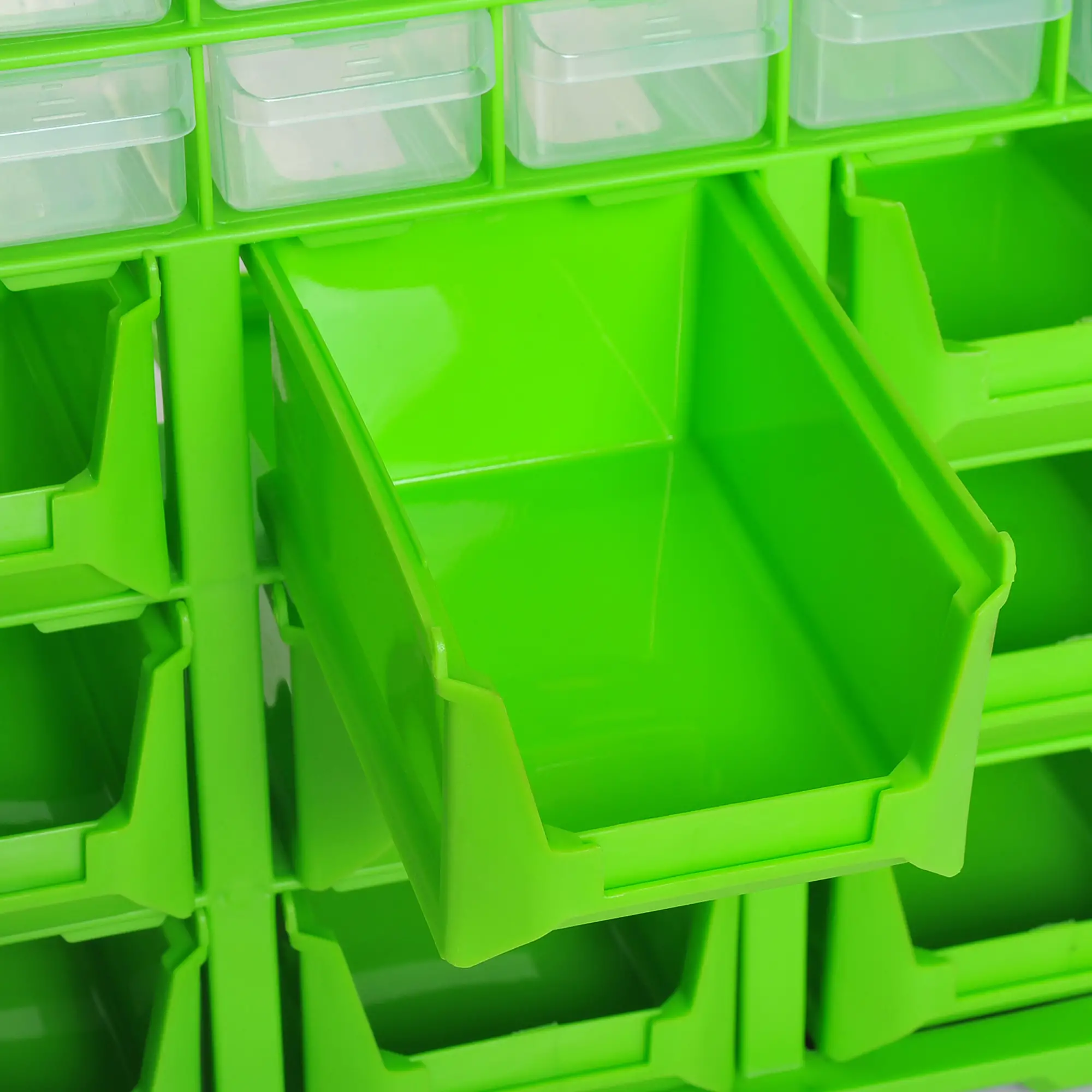 Plastic 39 Drawer Parts Organizer, Wall Mount Storage Cabinet, Green - Image 9
