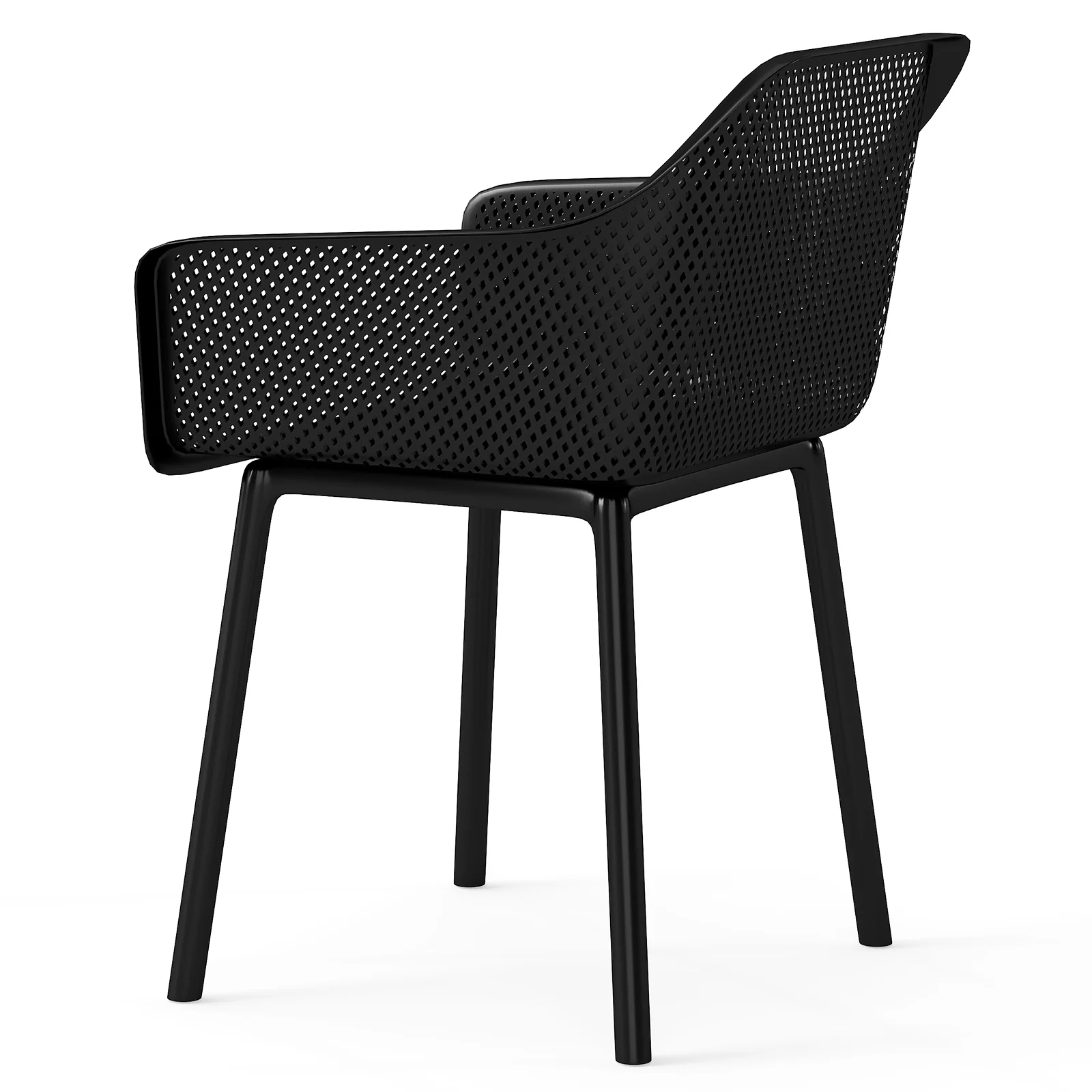 Plastic Dining Chairs Set Of 2, Kitchen Armchairs, Breathable Mesh Back, Black - Image 10