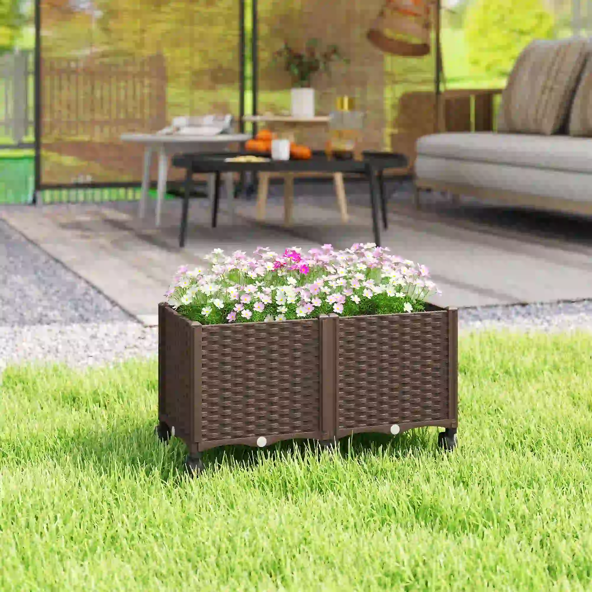 Plastic Raised Garden Bed, Self Watering Planter Box With Drainage Holes - Image 2