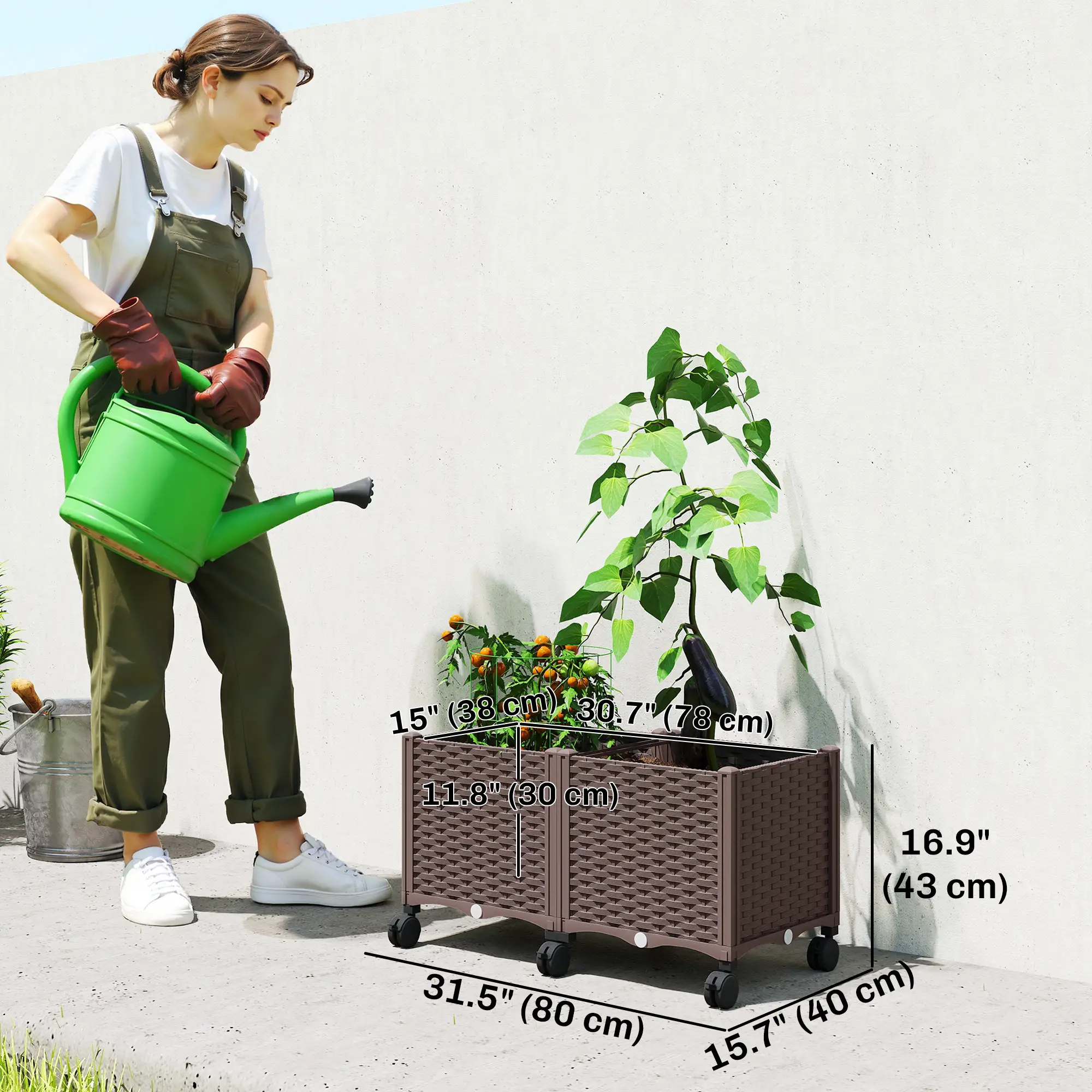 Plastic Raised Garden Bed, Self Watering Planter Box With Drainage Holes - Image 3