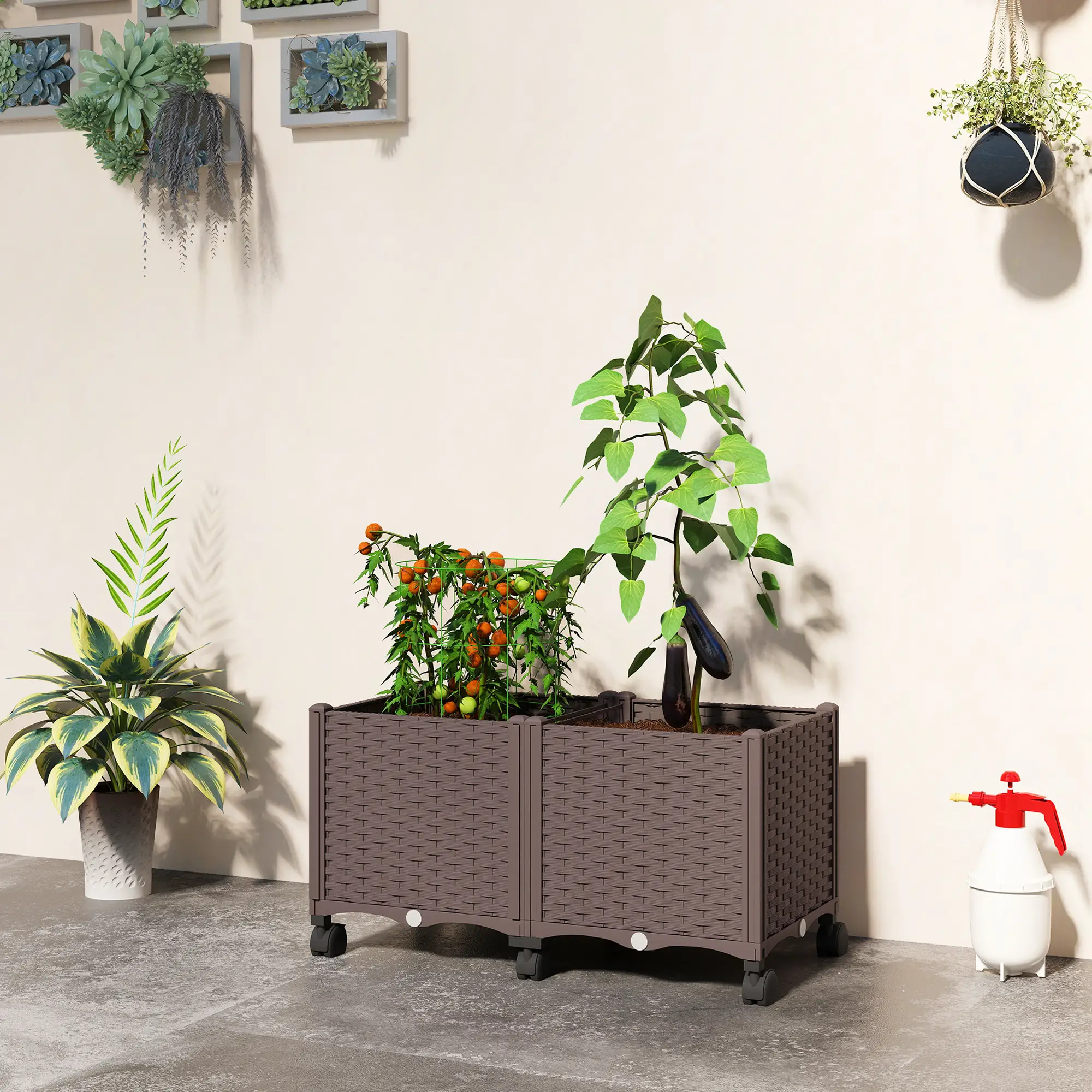 Plastic Raised Garden Bed, Self Watering Planter Box With Drainage Holes - Image 8