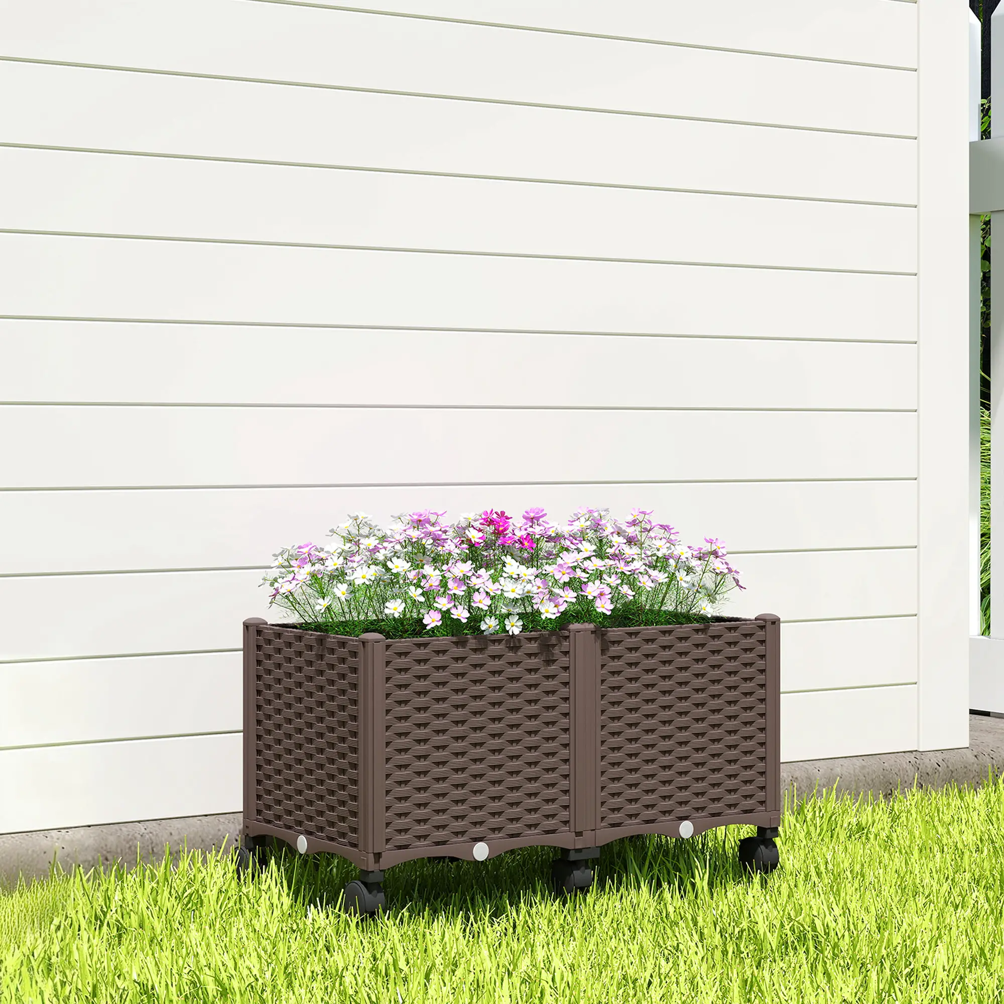 Plastic Raised Garden Bed, Self Watering Planter Box With Drainage Holes - Image 9