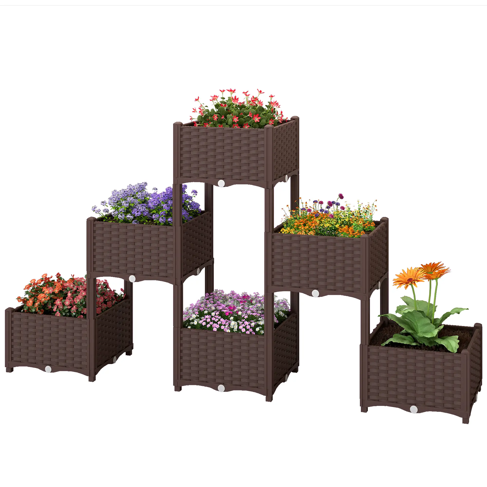 Plastic Raised Garden Bed With Legs, Self Watering Elevated Planter Box