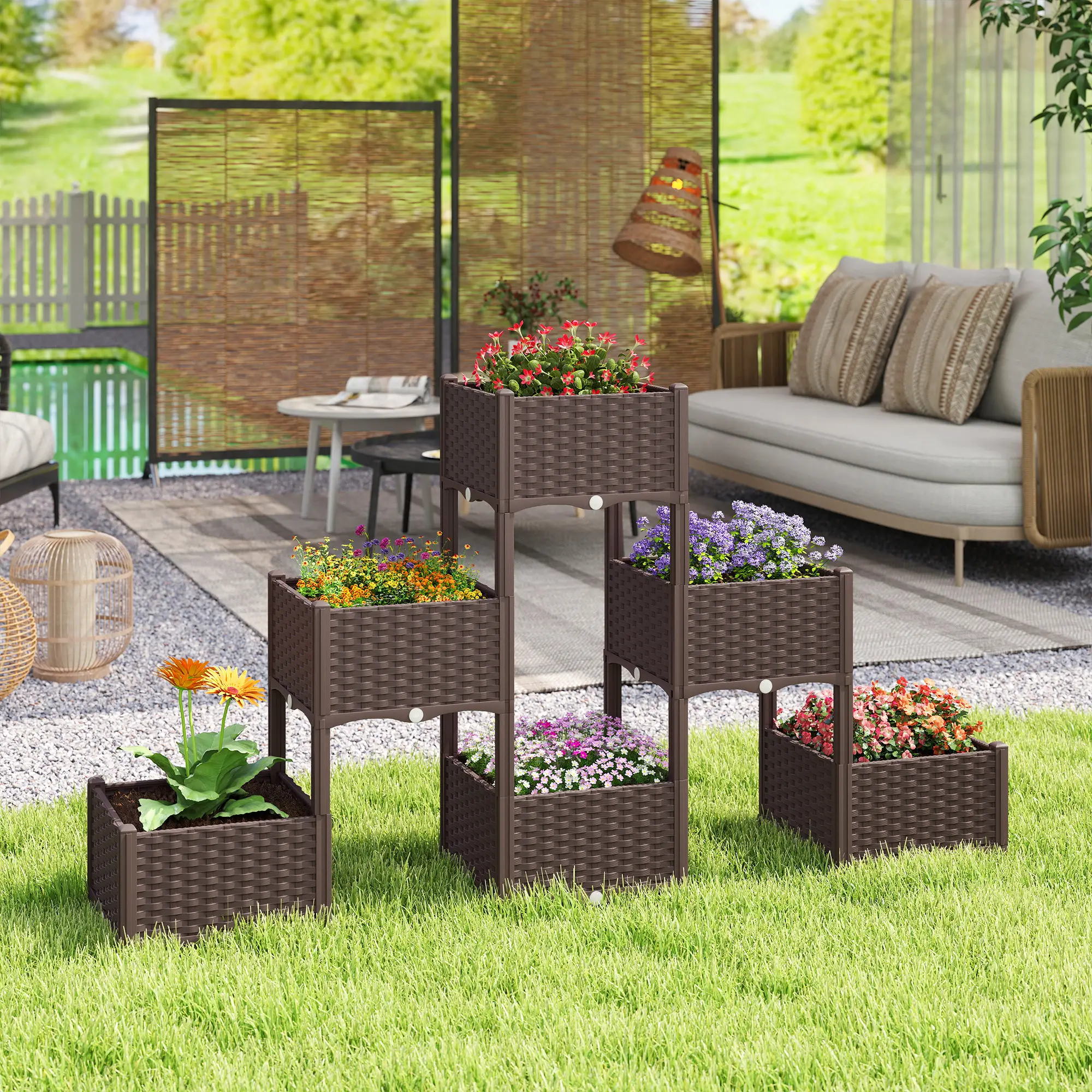 Plastic Raised Garden Bed With Legs, Self Watering Elevated Planter Box - Image 2