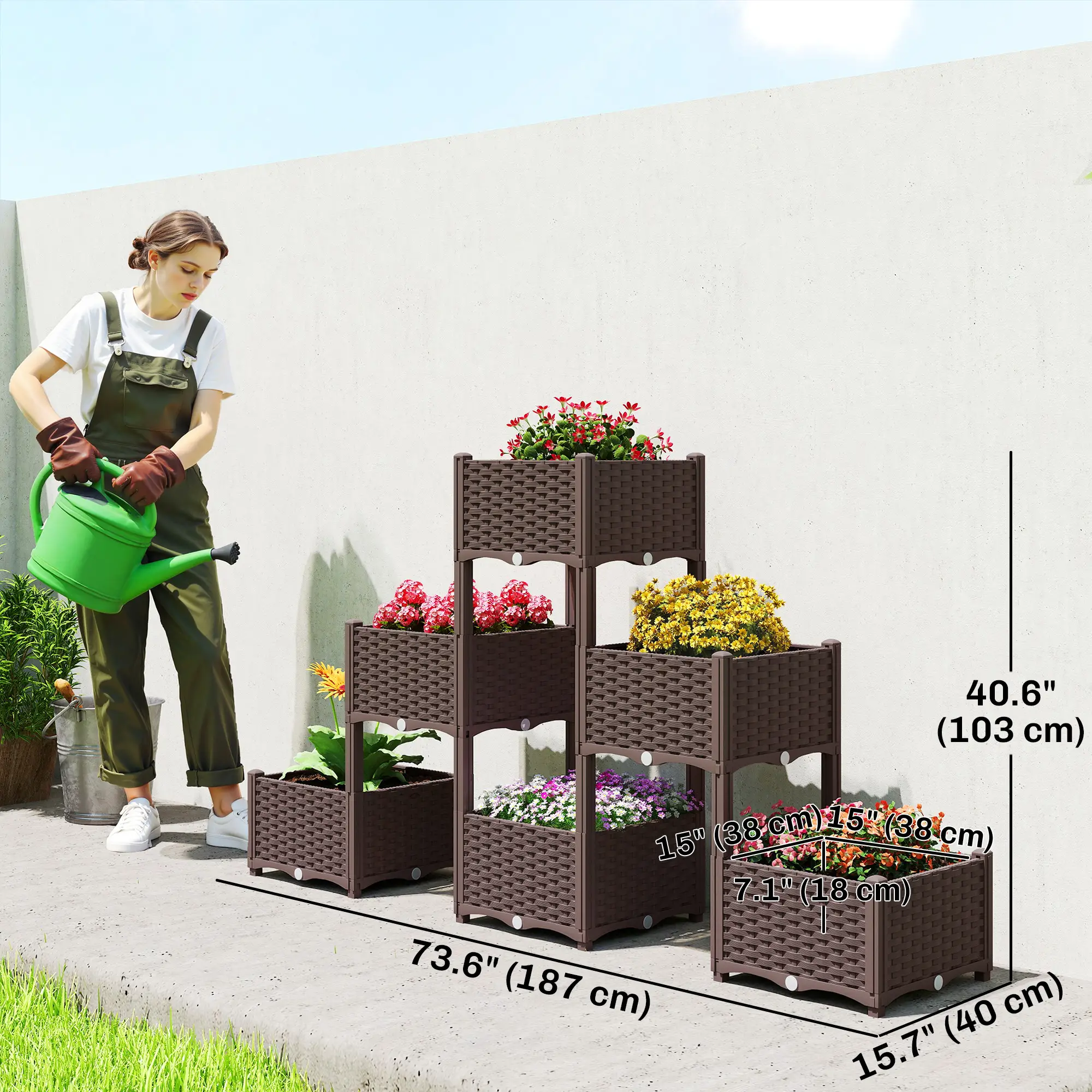 Plastic Raised Garden Bed With Legs, Self Watering Elevated Planter Box - Image 3