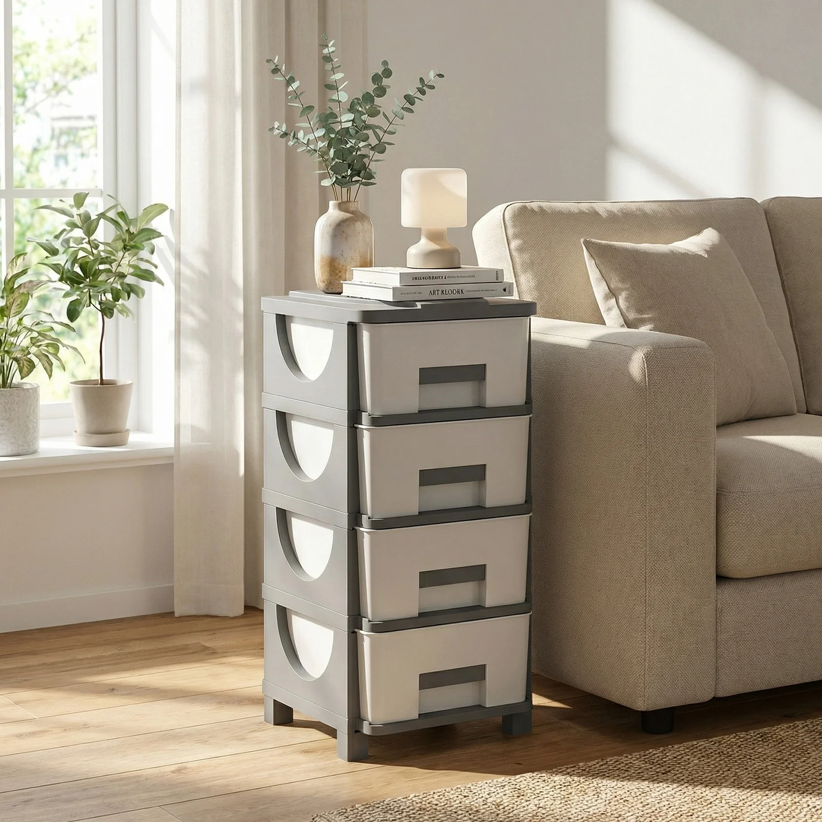 Plastic Storage Drawer Cabinet Side Table - Image 2