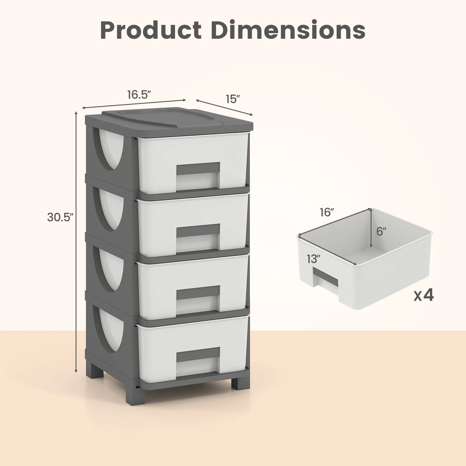 Plastic Storage Drawer Cabinet Side Table - Image 5