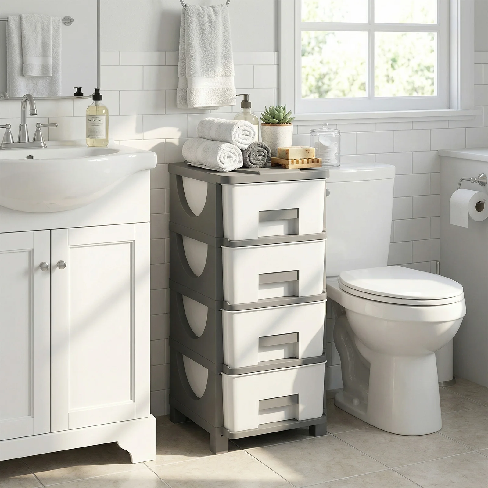 Plastic Storage Drawer Cabinet Side Table - Image 7