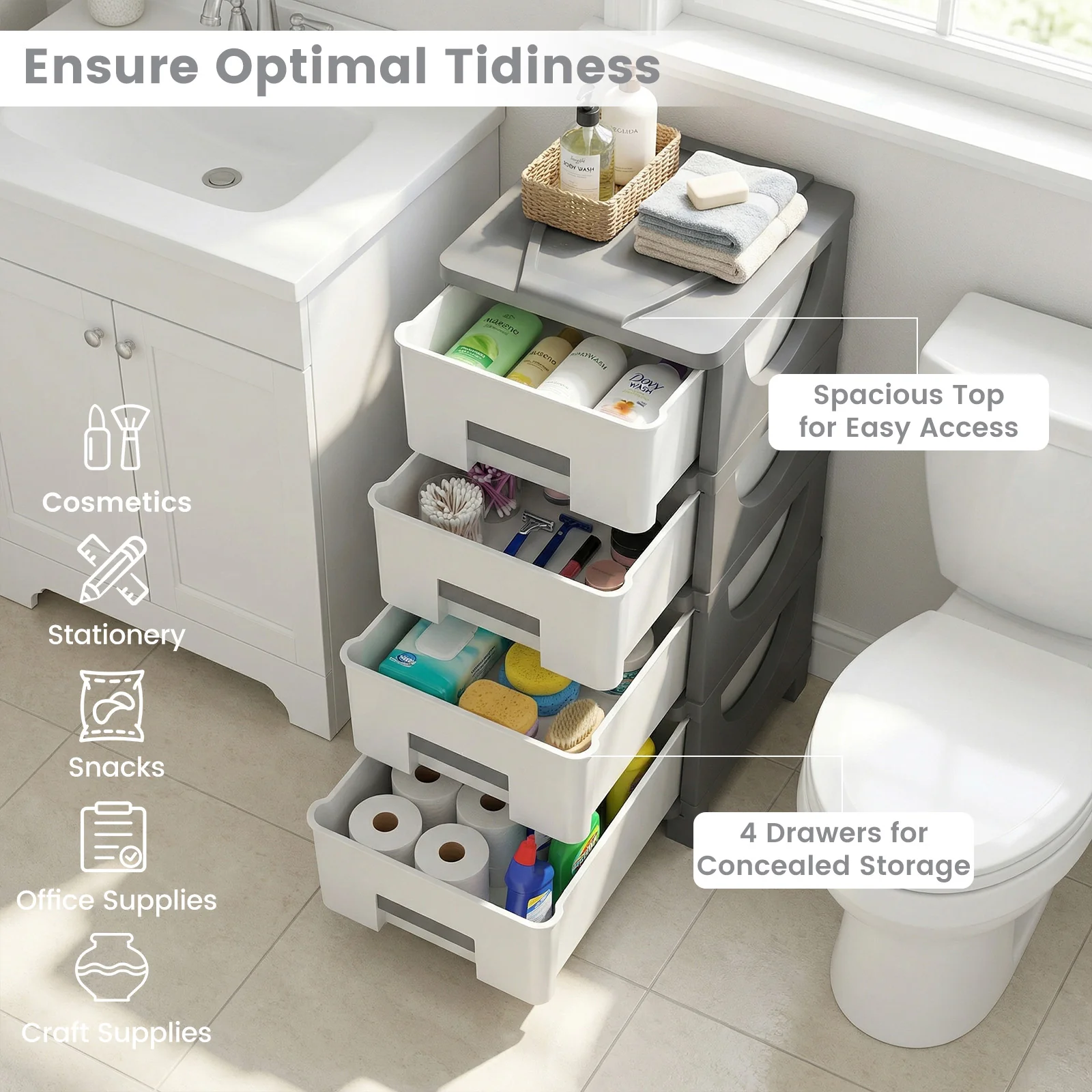 Plastic Storage Drawer Cabinet Side Table - Image 8