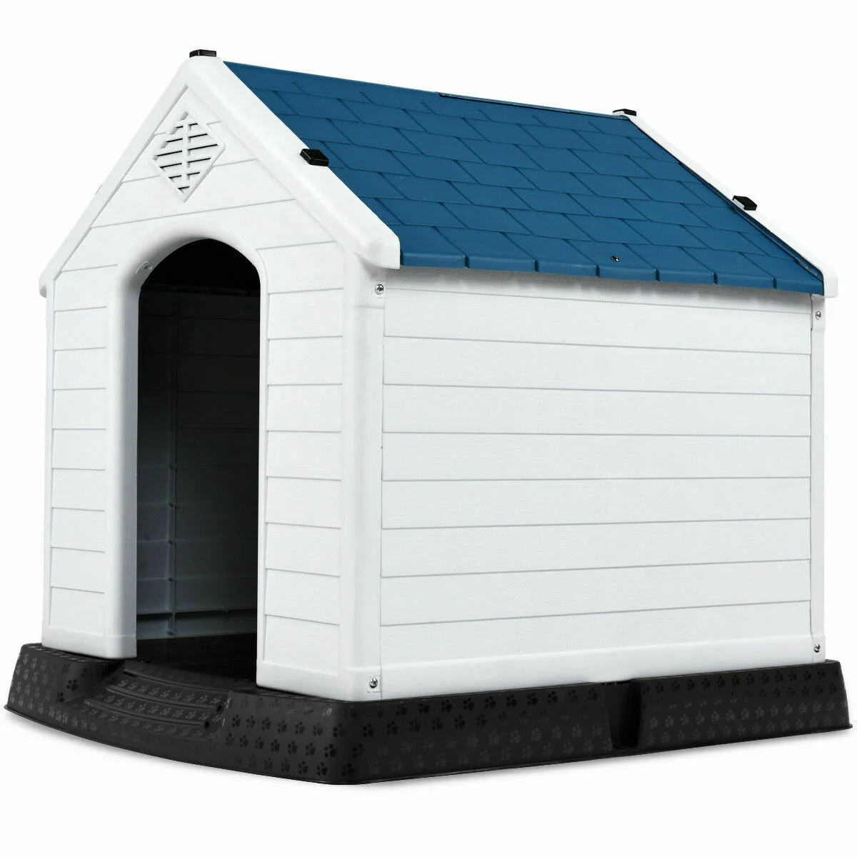 Plastic Waterproof Ventilated Pet Puppy House, Blue - Image 4
