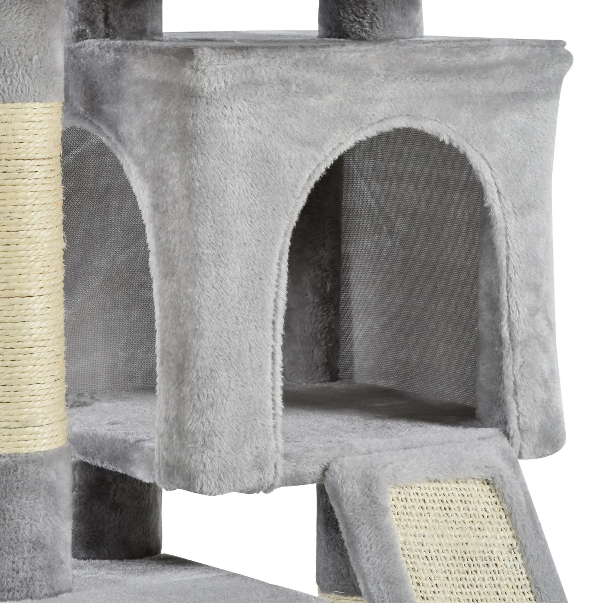Plush Cat Tree Tower, Sisal Scratching Post, Perch Condo, Light Grey - Image 10