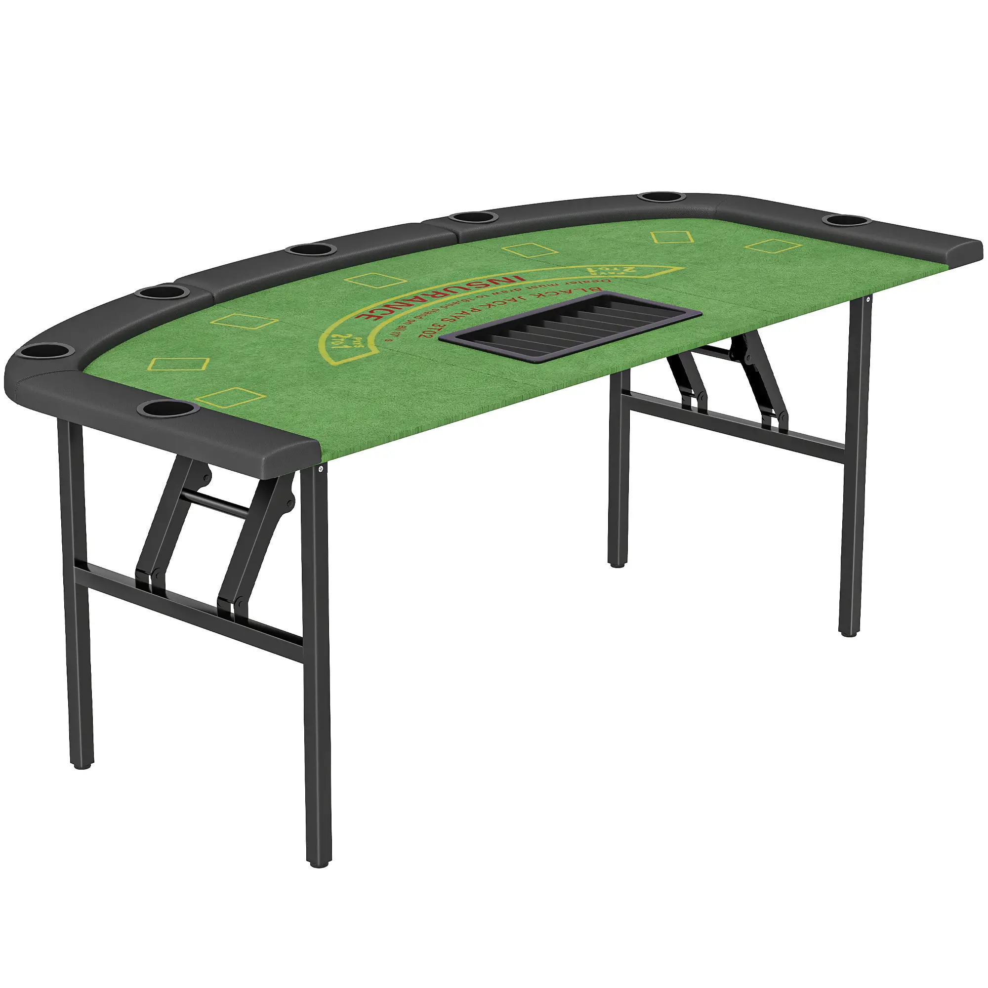 Poker Table Foldable, 72" 8 Player Casino Blackjack Texas Holdem, Green - Image 11