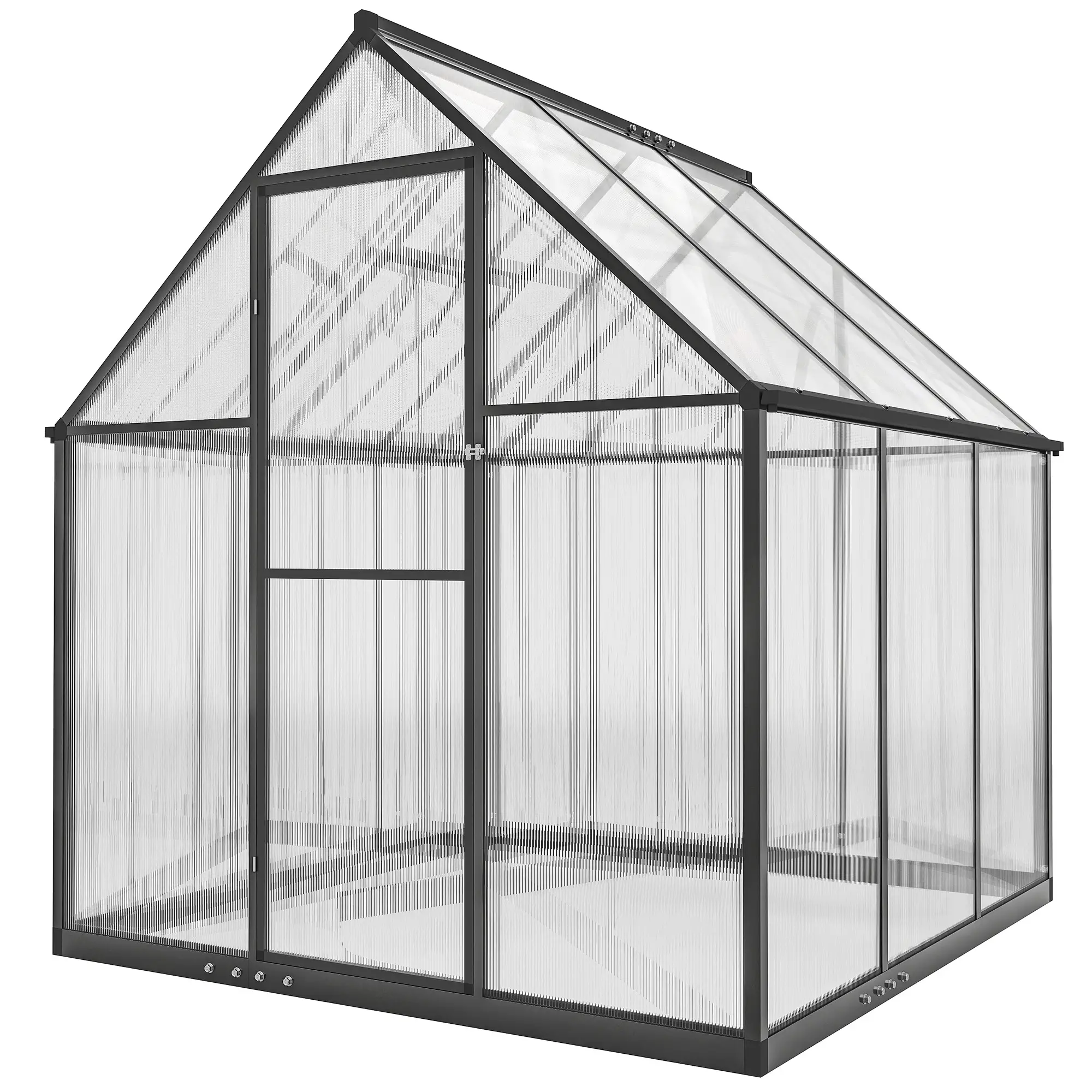 Polycarbonate Greenhouse, Swing Door, Adjustable Window, 6 x 6.5ft, Black