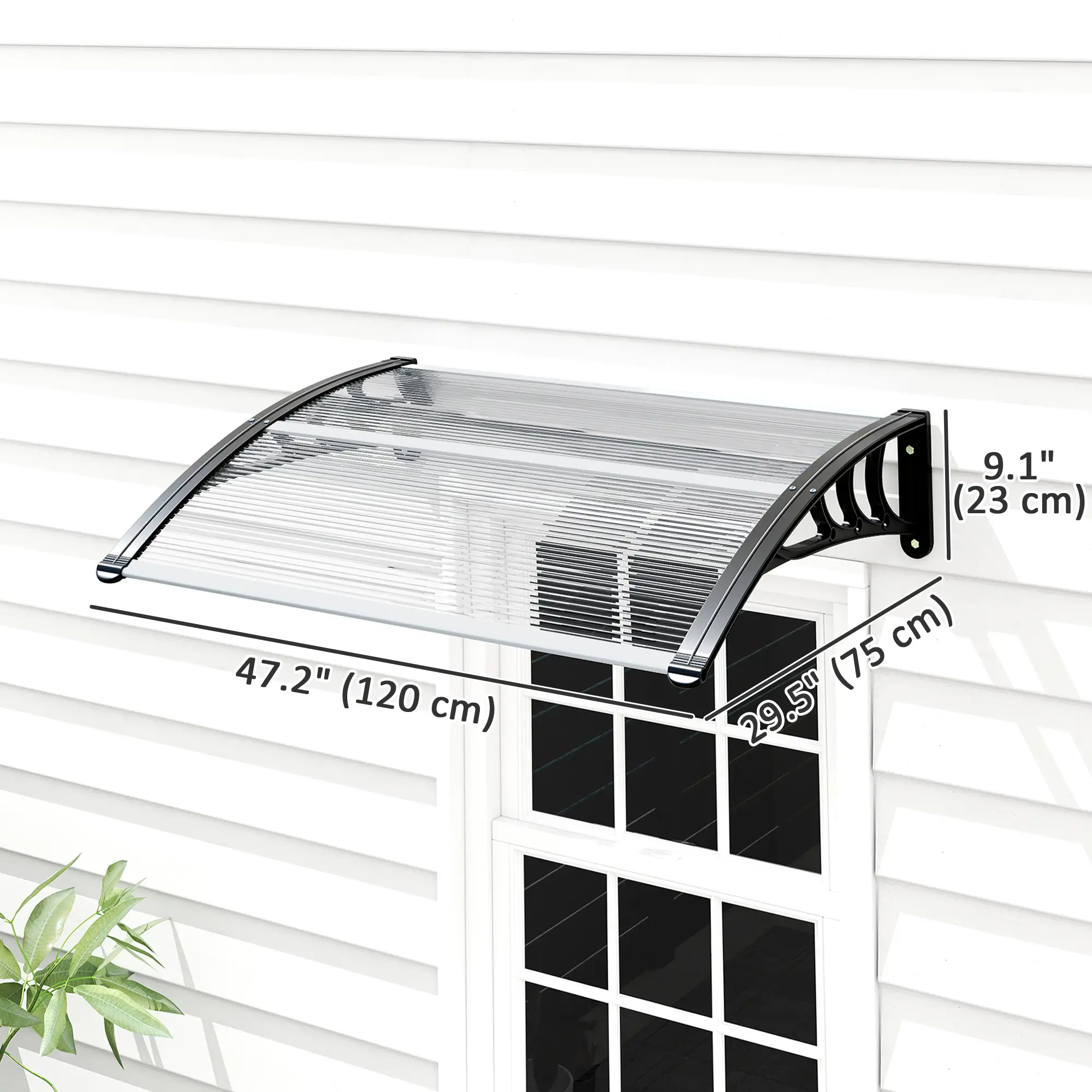 Polycarbonate Window Awning Canopy, 30" x 50", White - Image 3