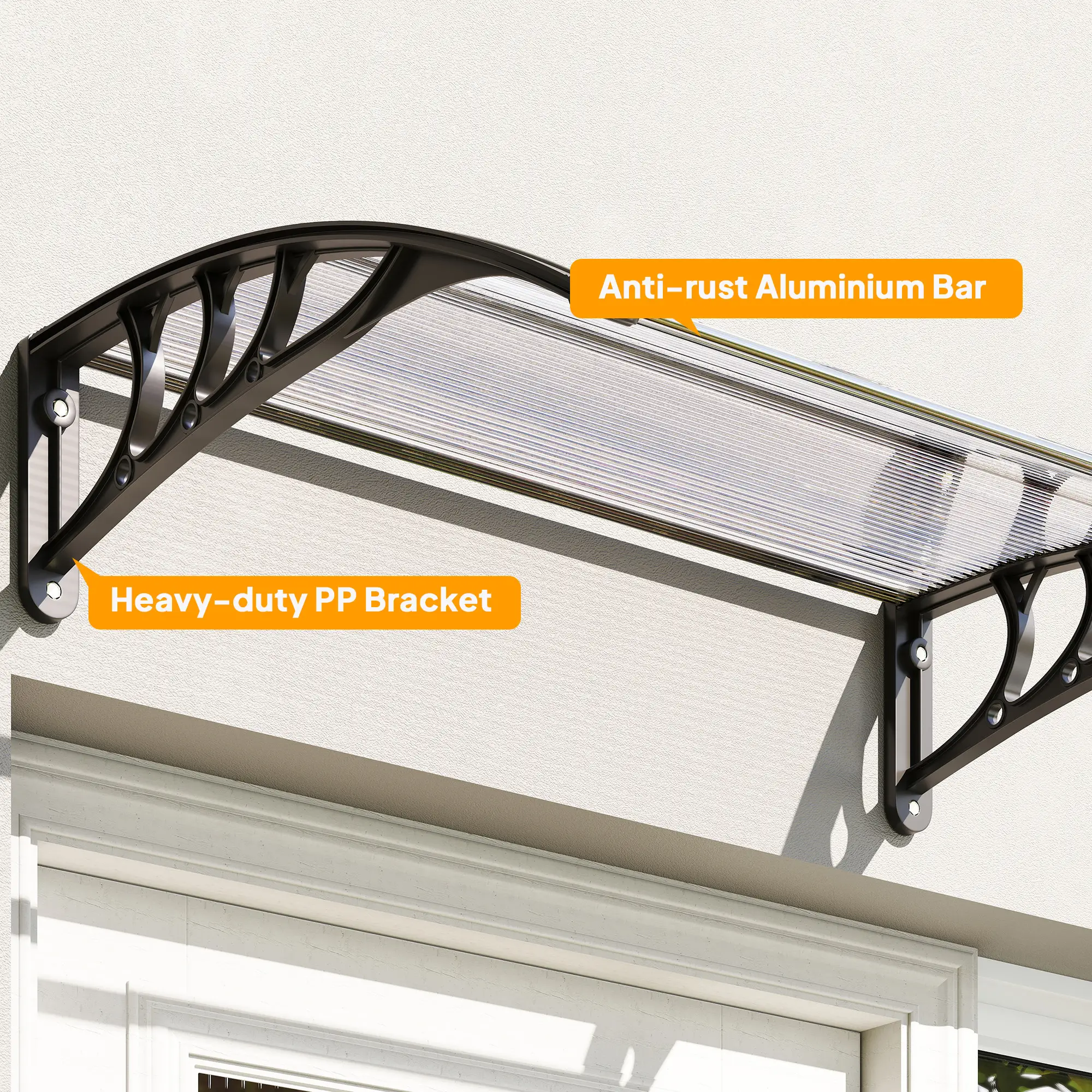 Polycarbonate Window Awning Canopy, 30" x 50", White - Image 9