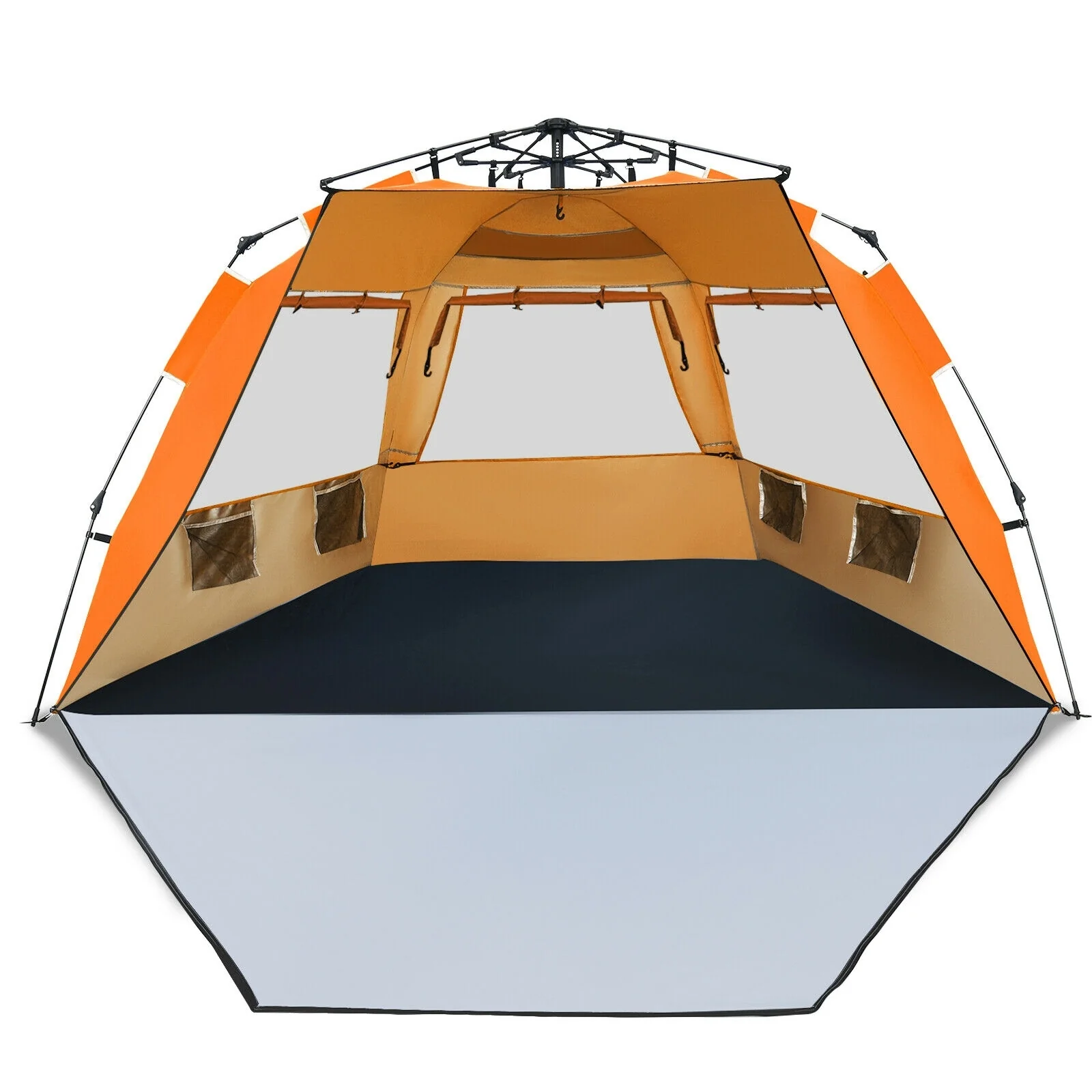 Pop Up Beach Tent, UPF 50+, Portable Sun Shelter, 3-4 Person, Orange - Image 4